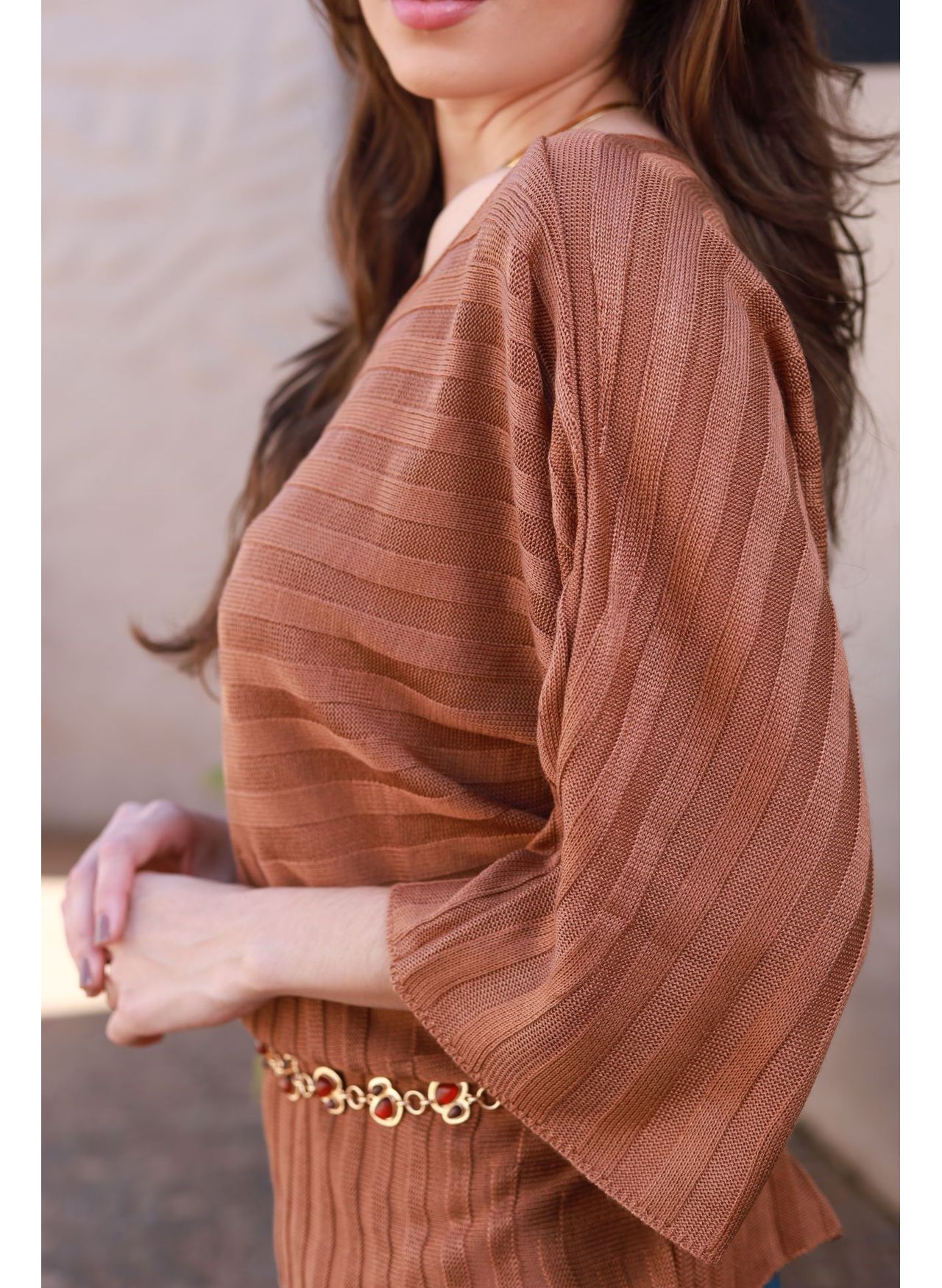 Blusa Tricot Ampla - Marrom