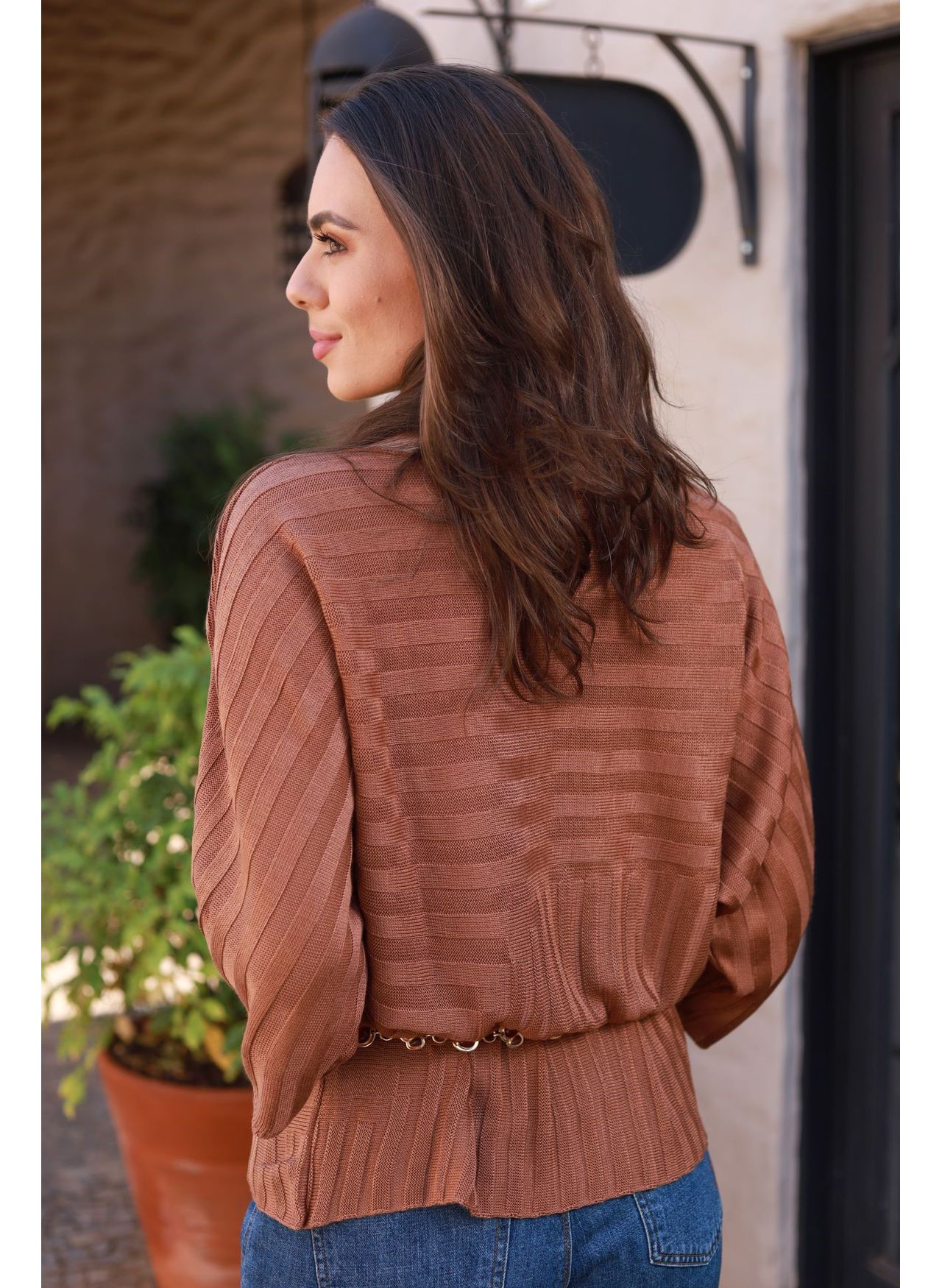 Blusa Tricot Ampla - Marrom
