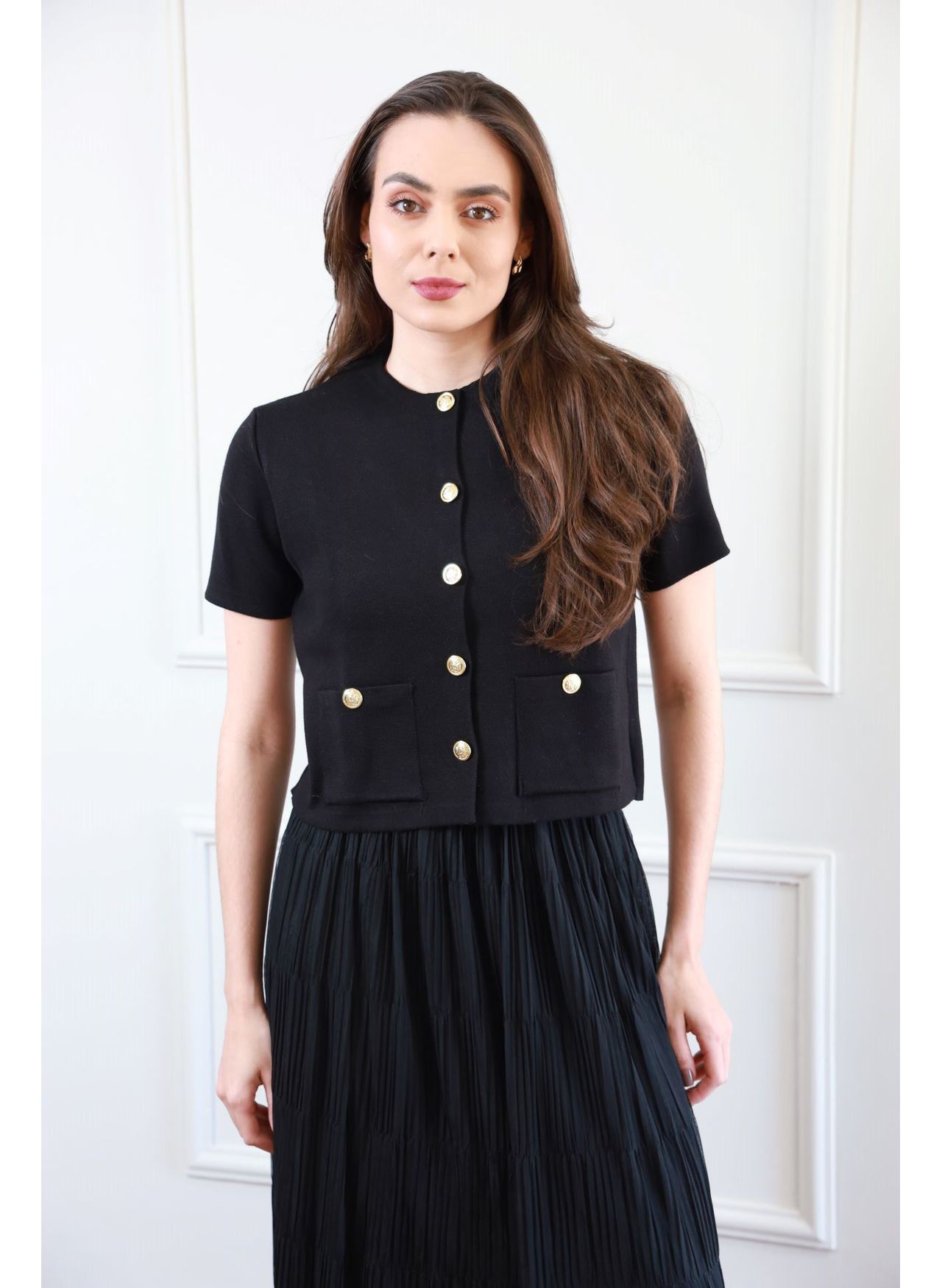 Casaqueto Tricot Botões - Preto