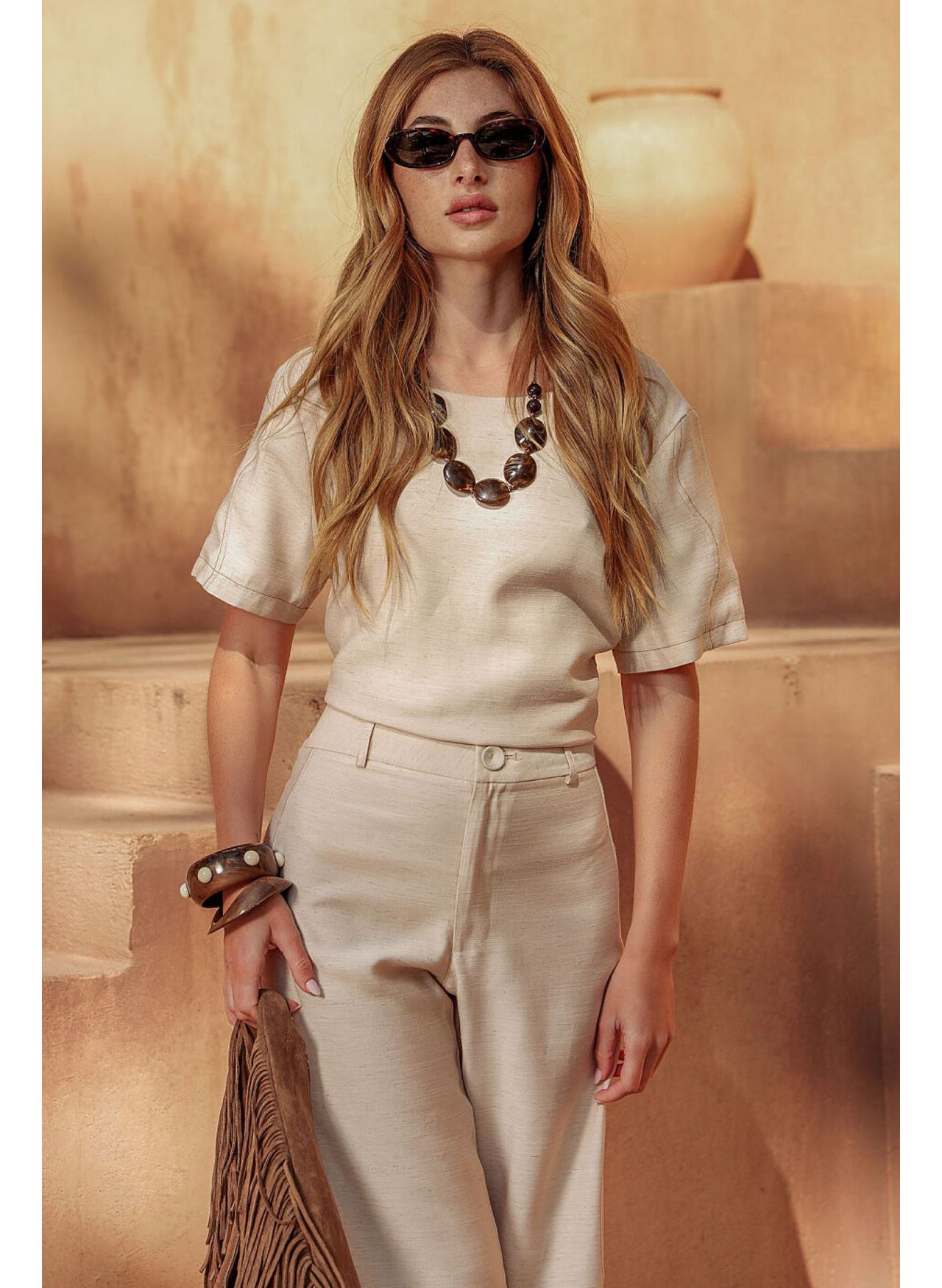 Blusa Recorte - Natural