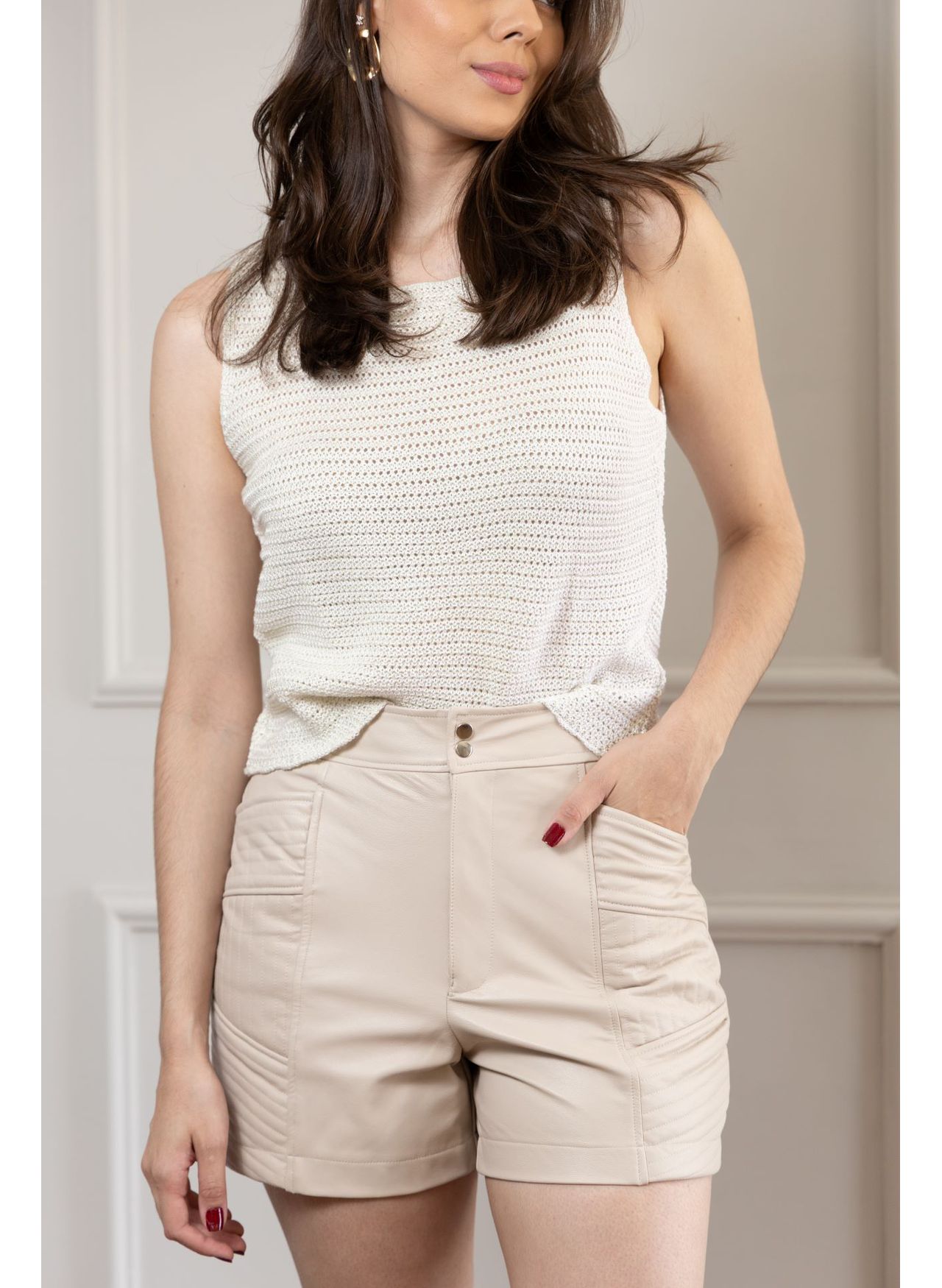 Short couro legítimo