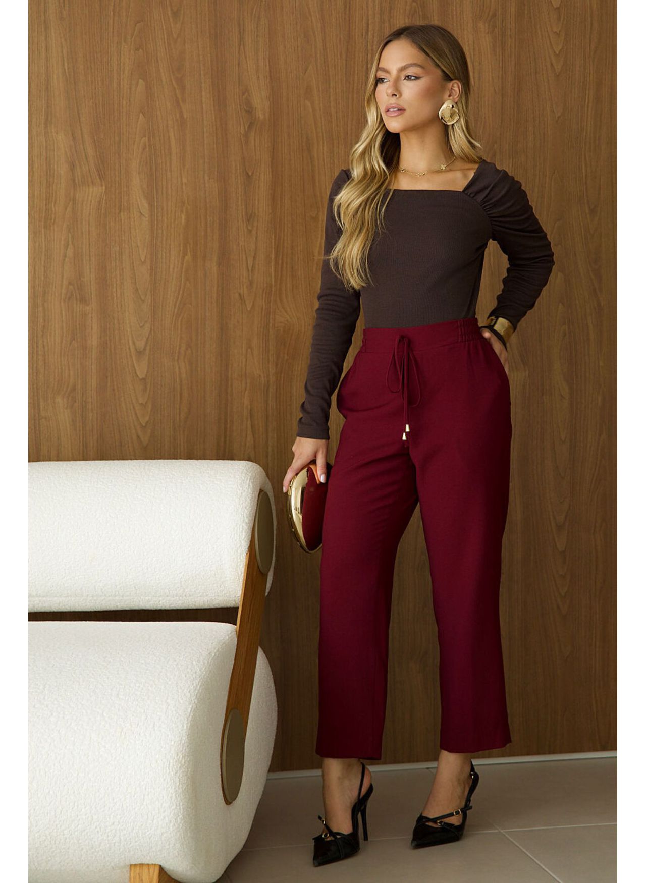 Calça Alfaiataria Ponteira - Marsala