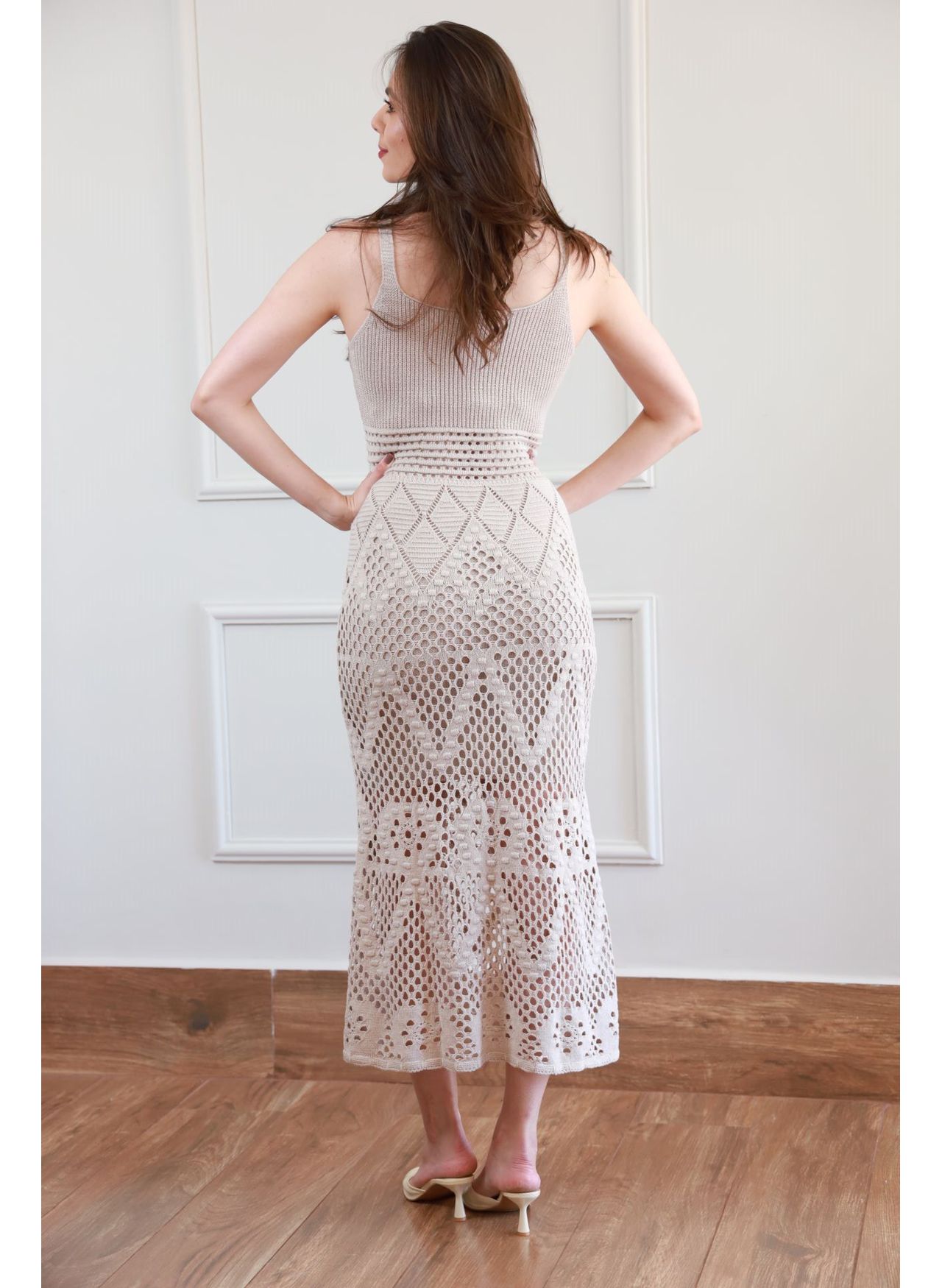 Vestido Tricot Ponto - Bege