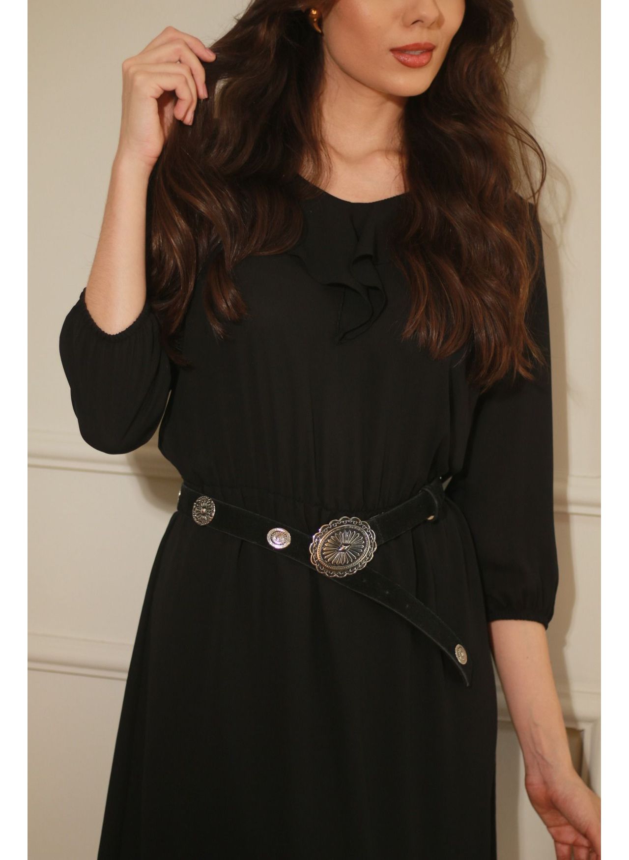Vestido Babado Boho - Preto