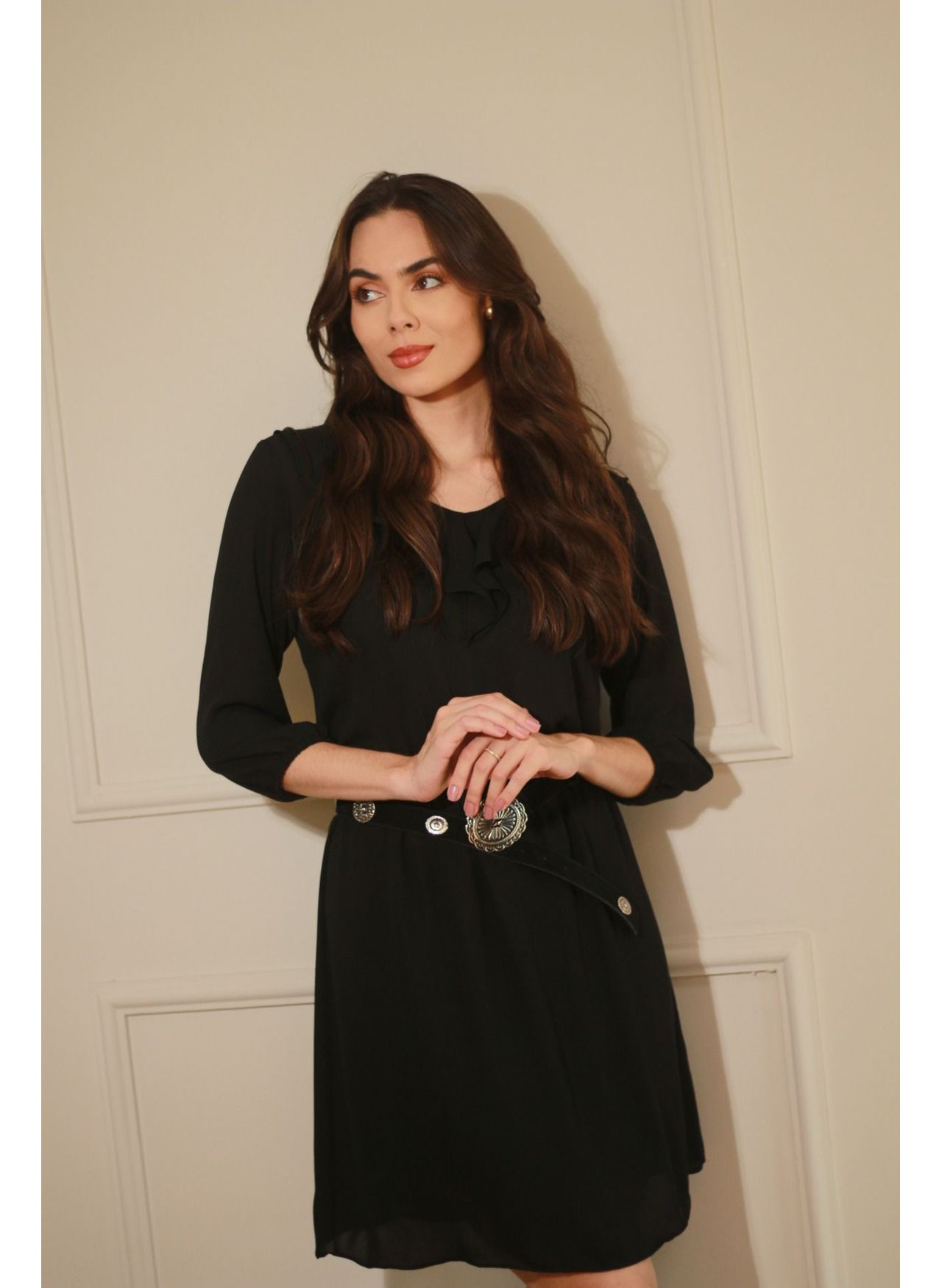 Vestido Babado Boho - Preto