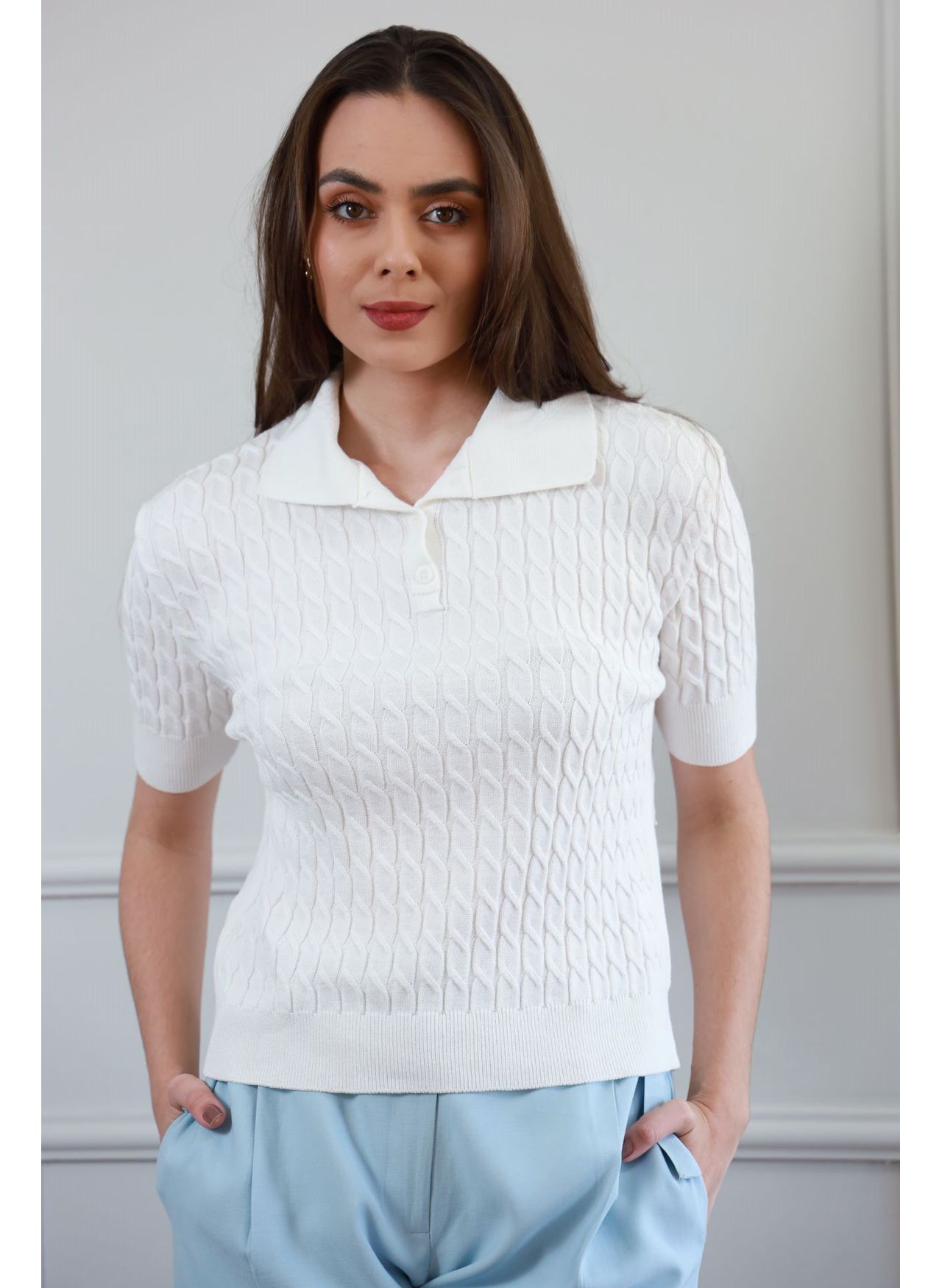 Blusa Tricot Polo - Branco