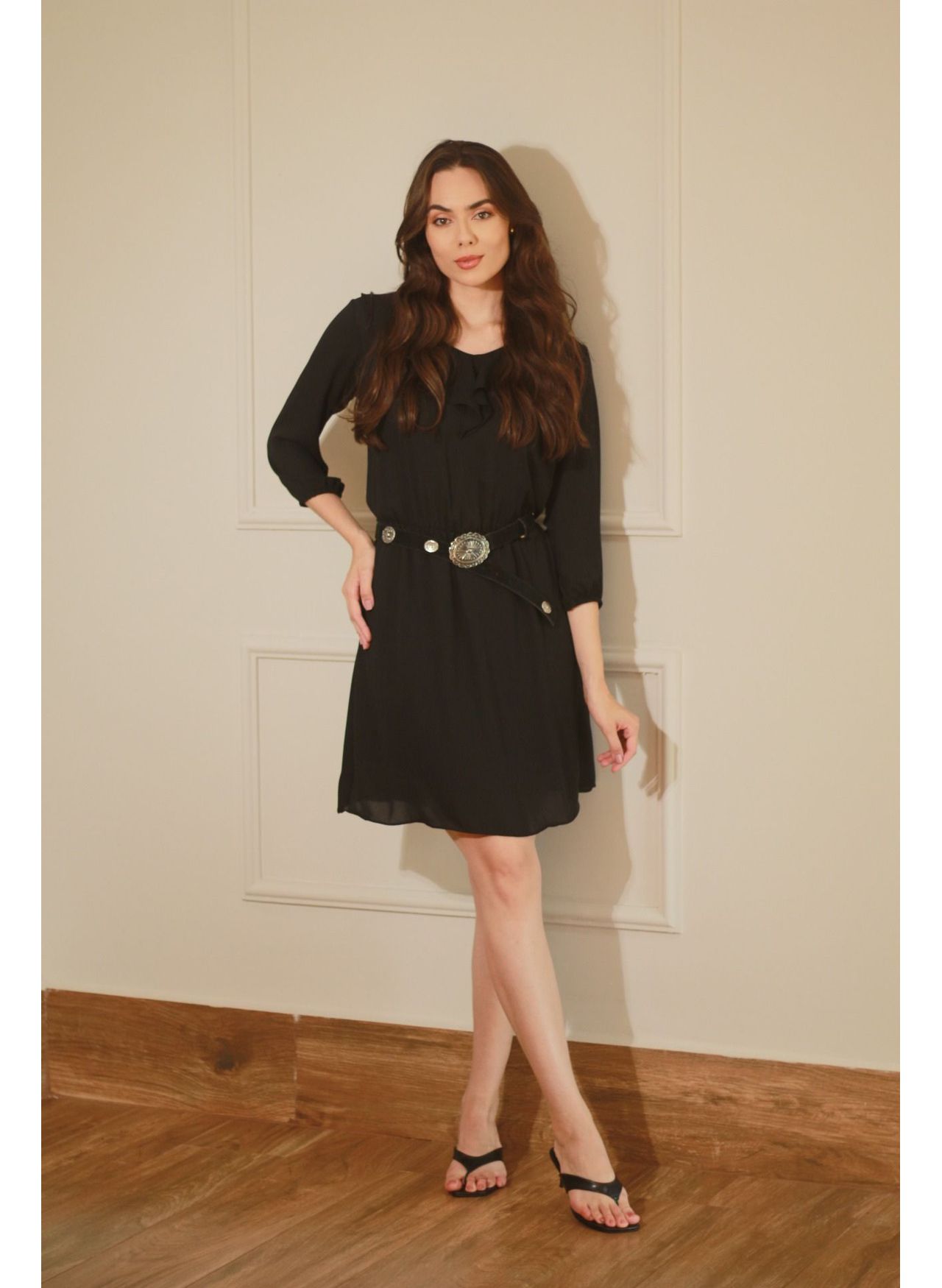 Vestido Babado Boho - Preto