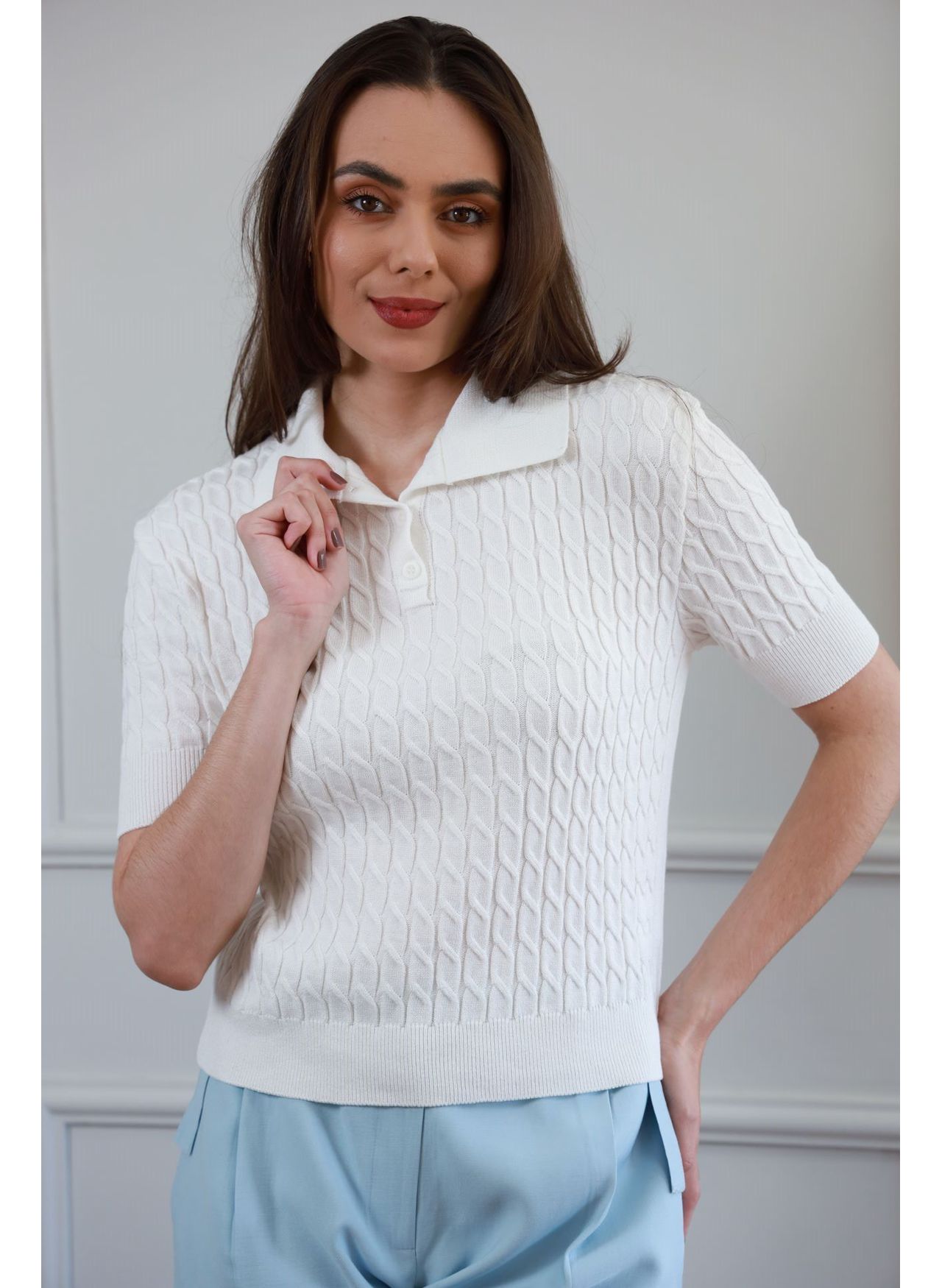 Blusa Tricot Polo - Branco