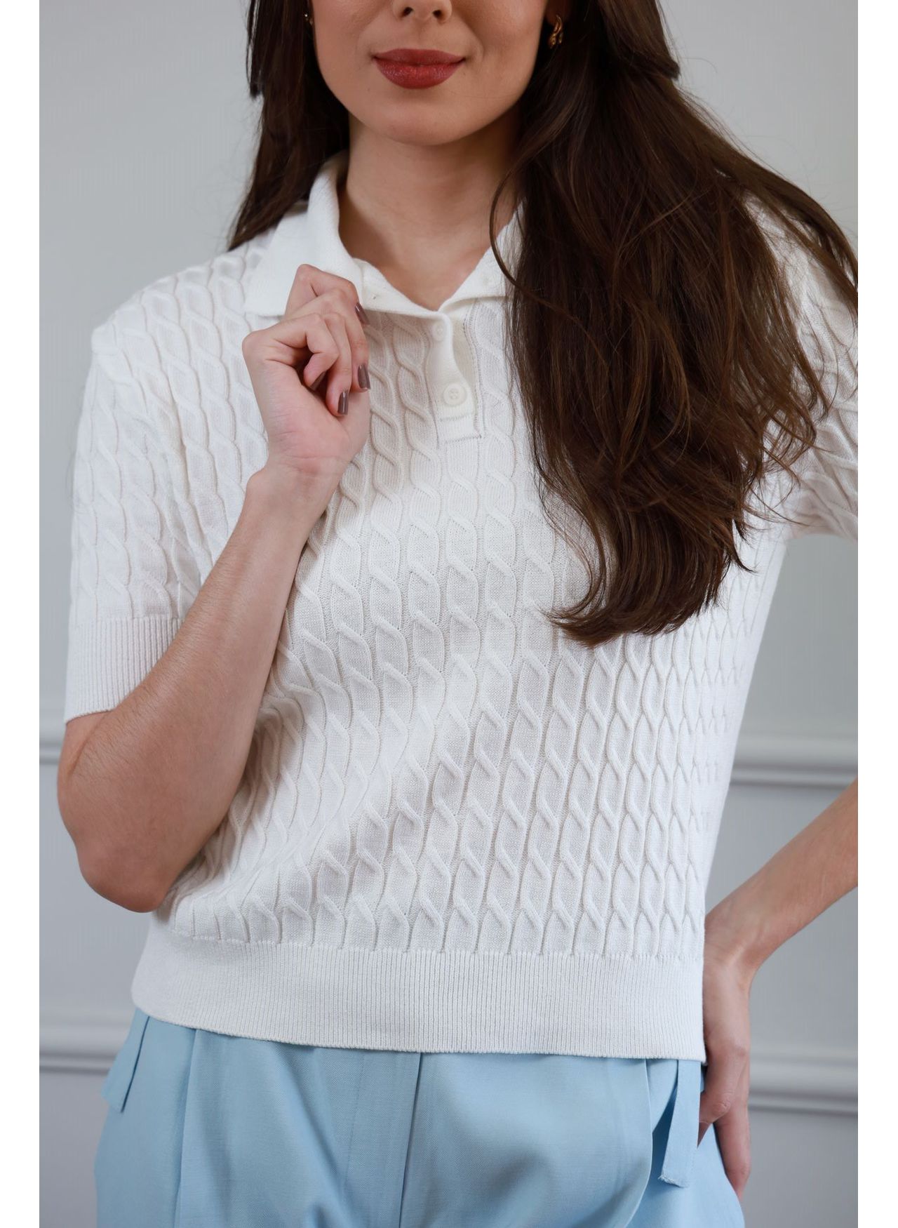 Blusa Tricot Polo - Branco