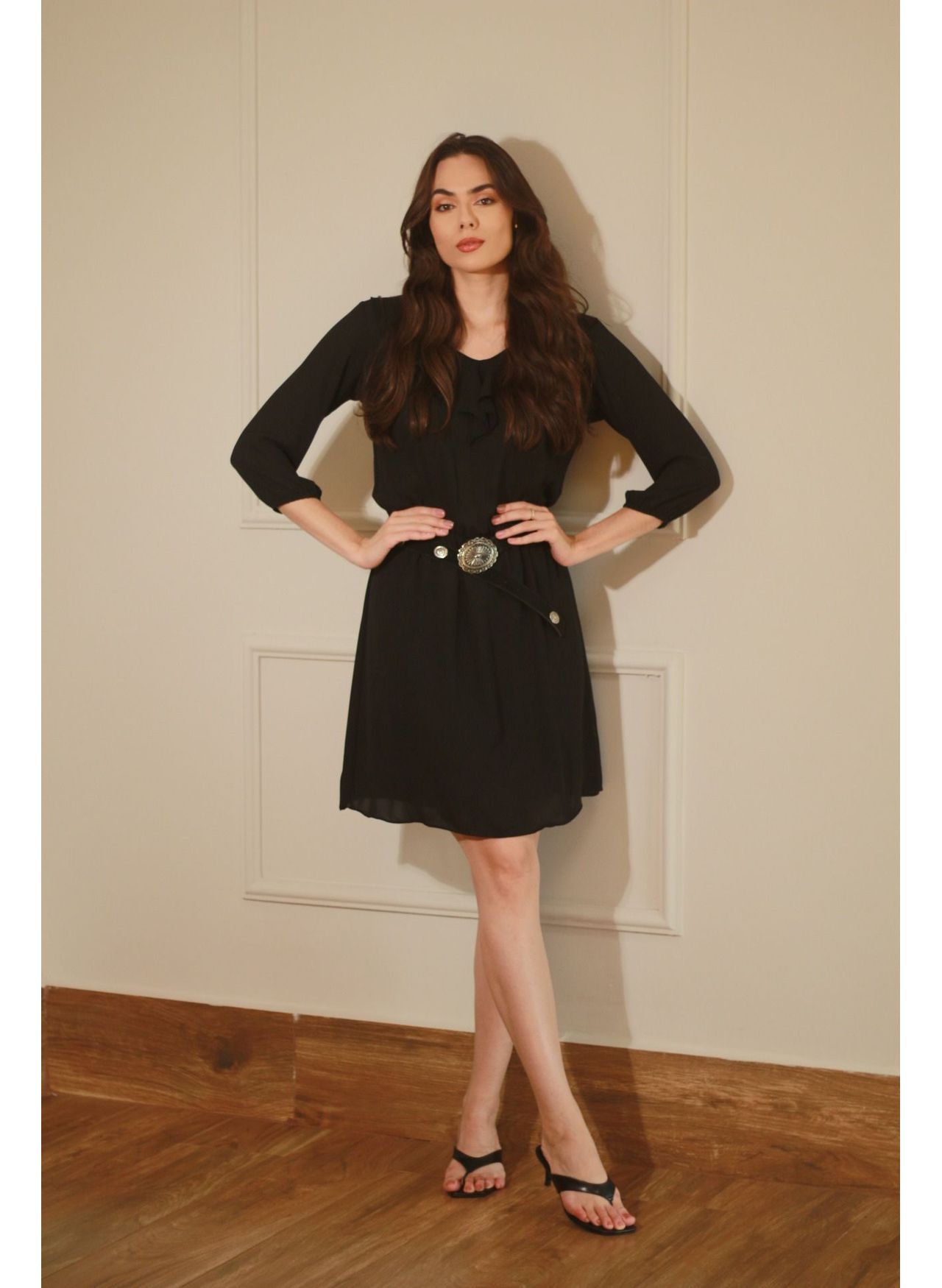 Vestido Babado Boho - Preto