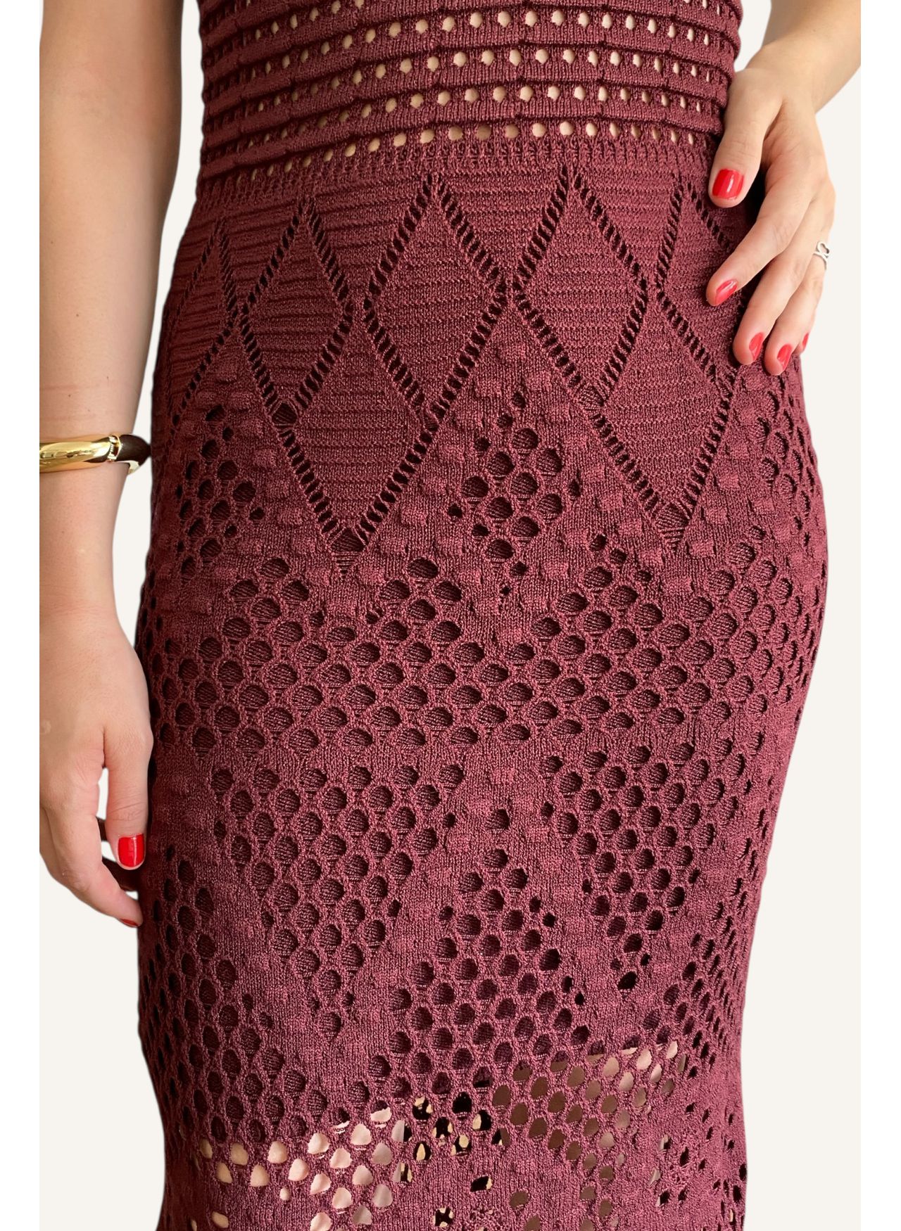 Vestido Tricot Ponto - Marsala