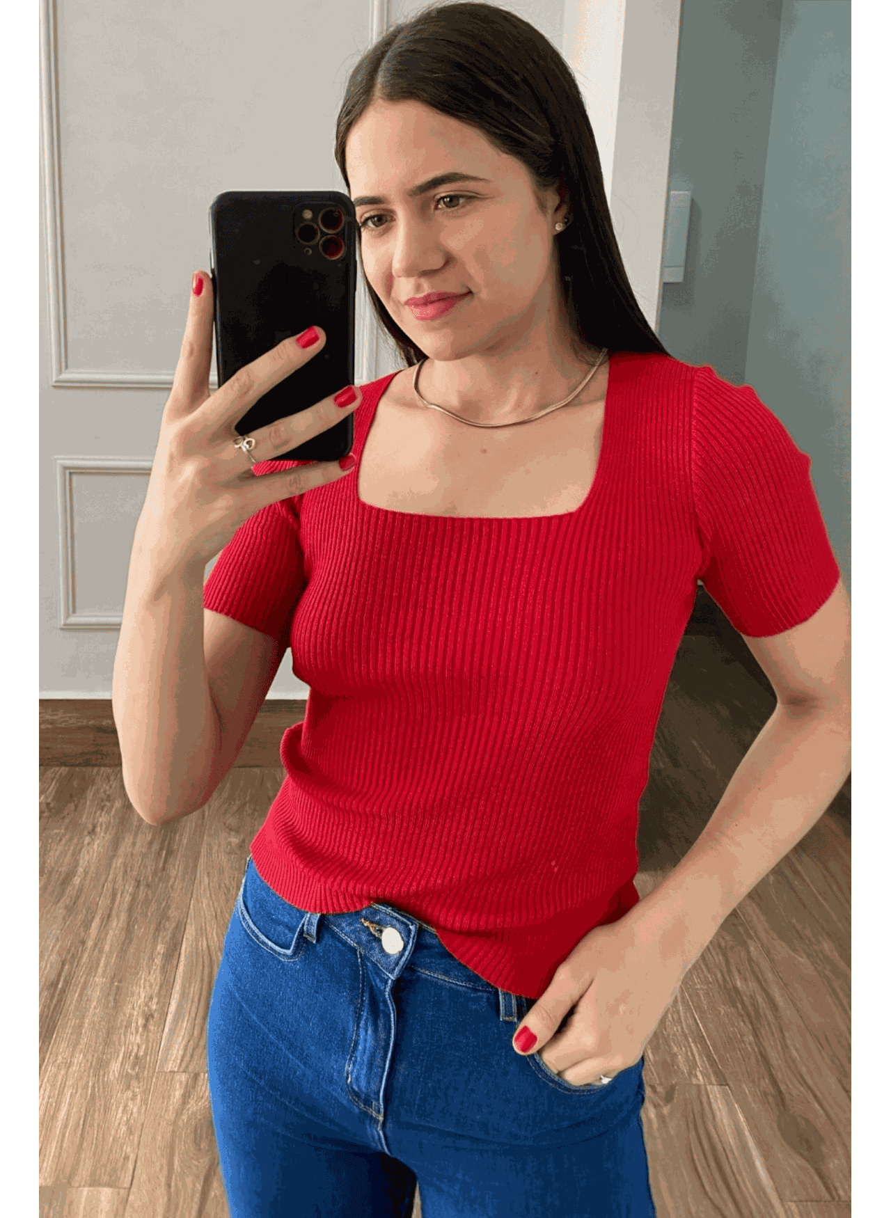 Blusa Decote - Vermelho