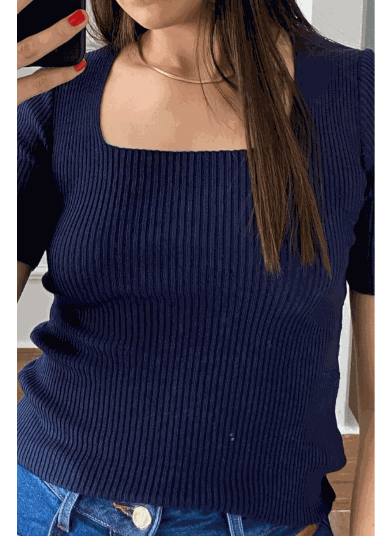 Blusa Decote - Marinho