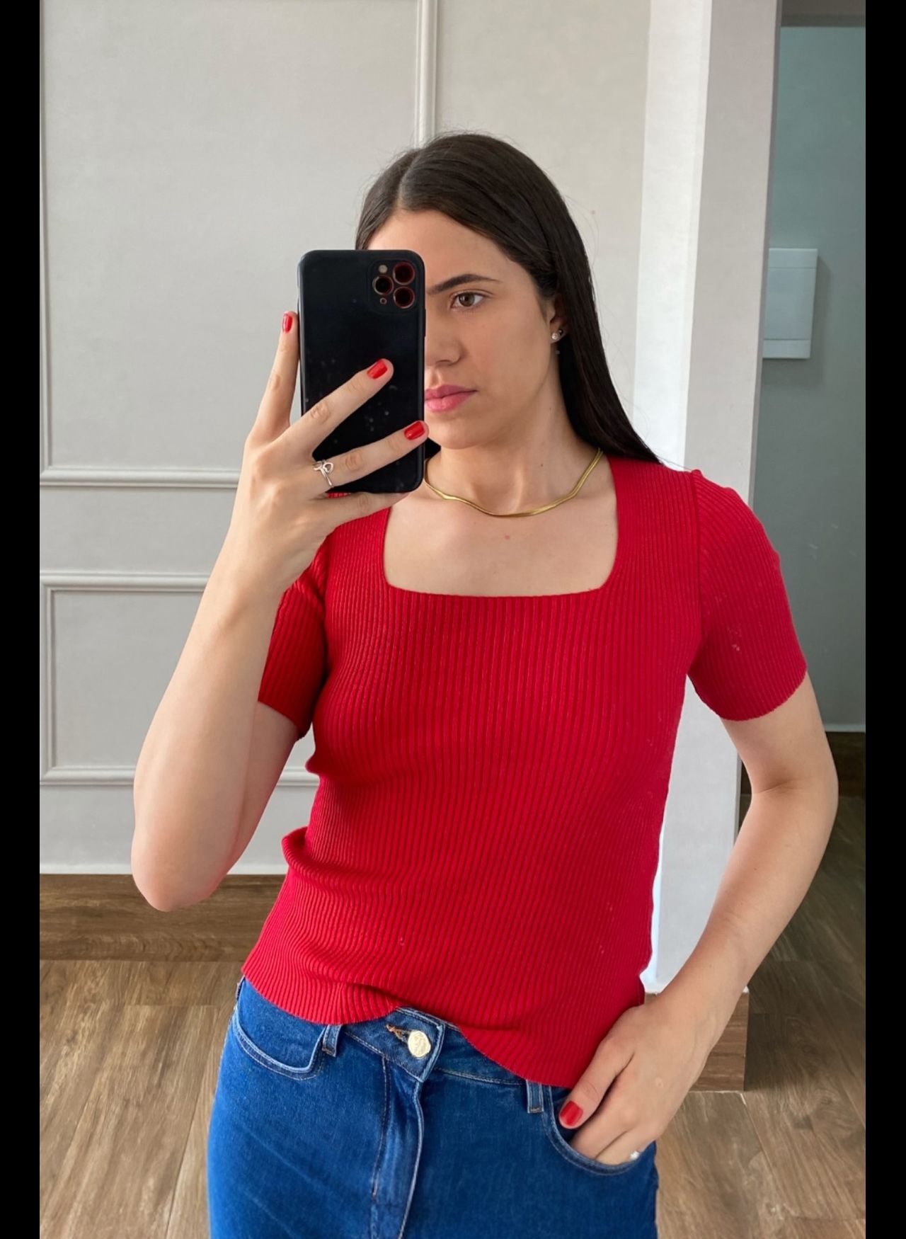 Blusa Decote - Vermelho