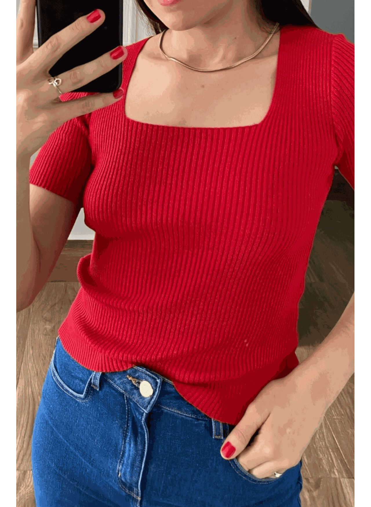 Blusa Decote - Vermelho