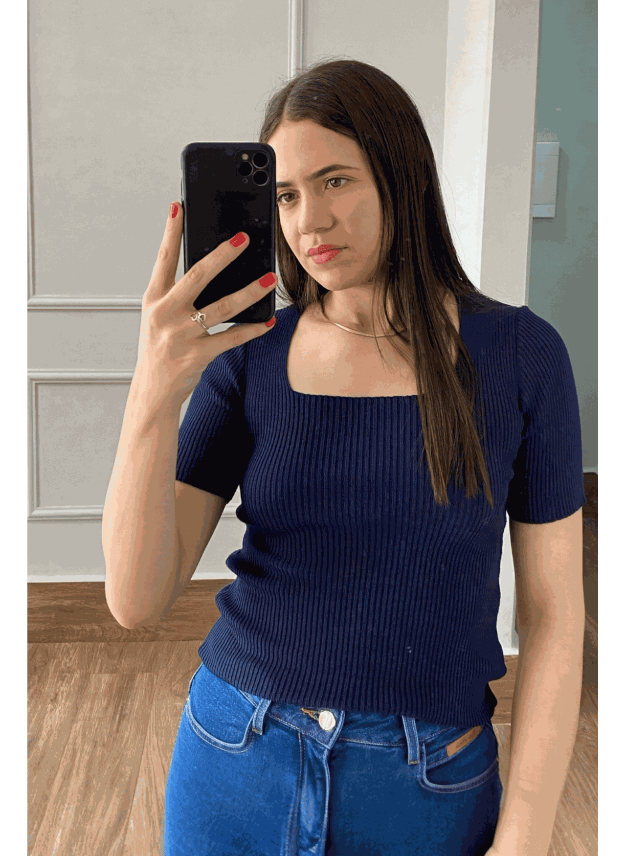 Blusa Decote - Marinho