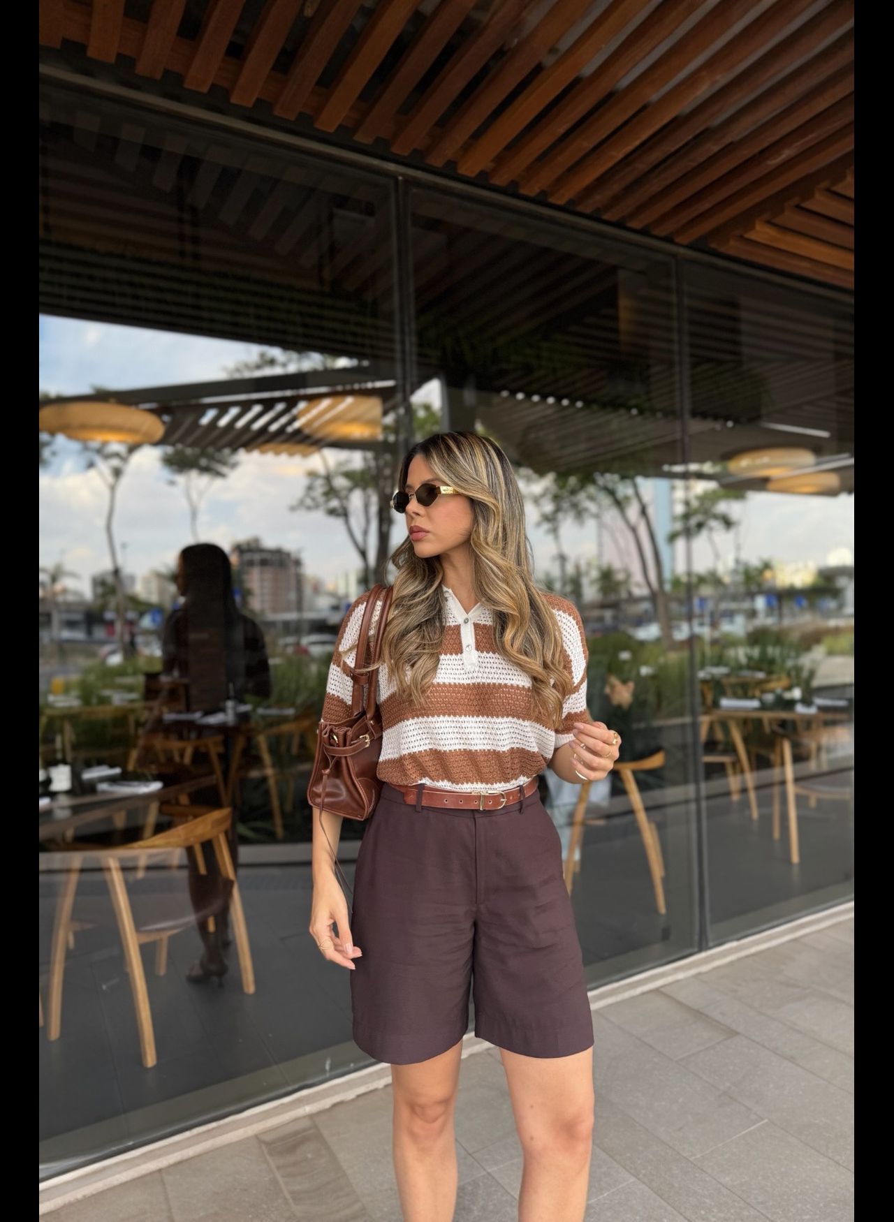 Blusa Tricot Listras - Caramelo