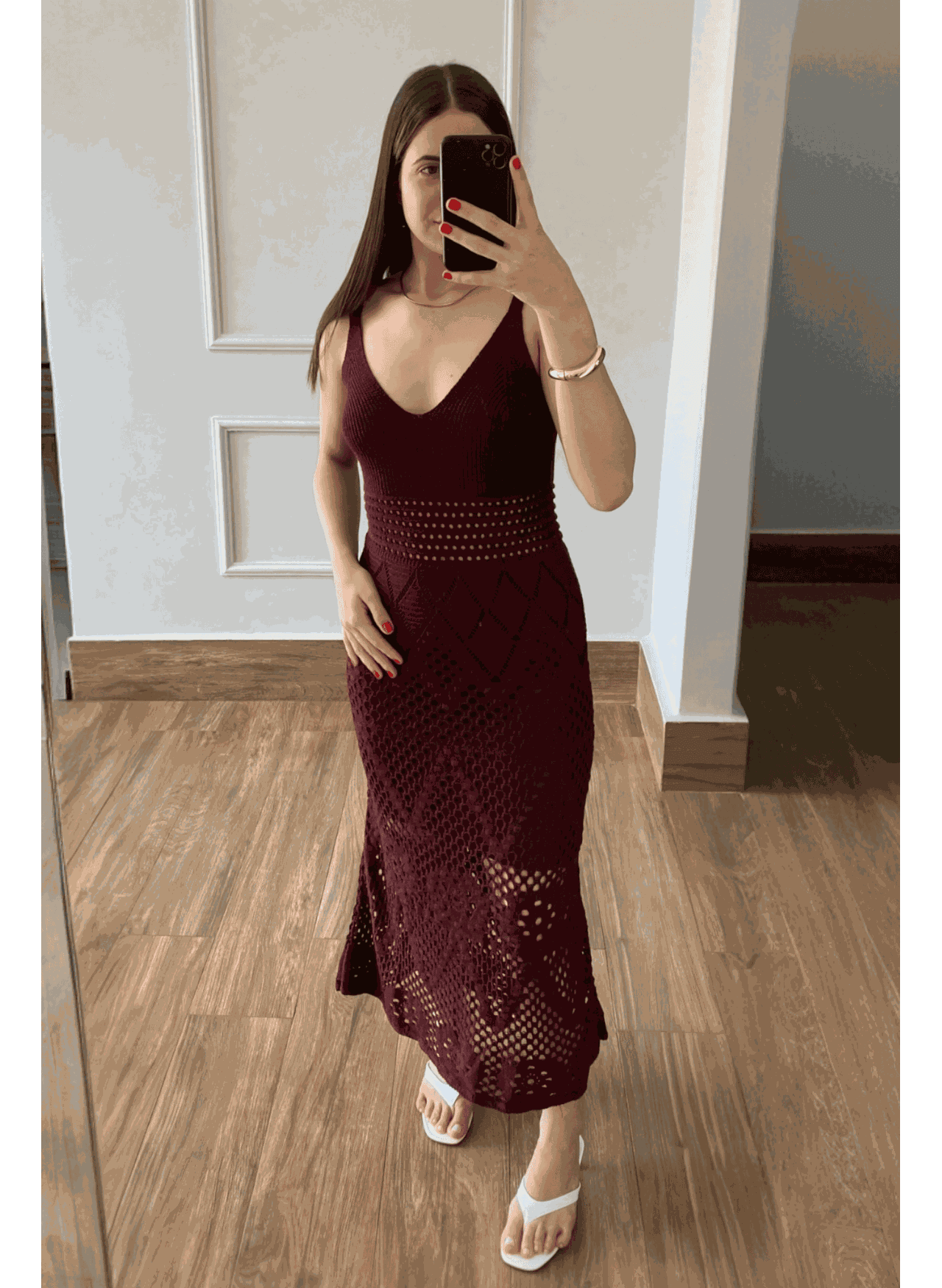 Vestido Tricot Ponto - Marsala