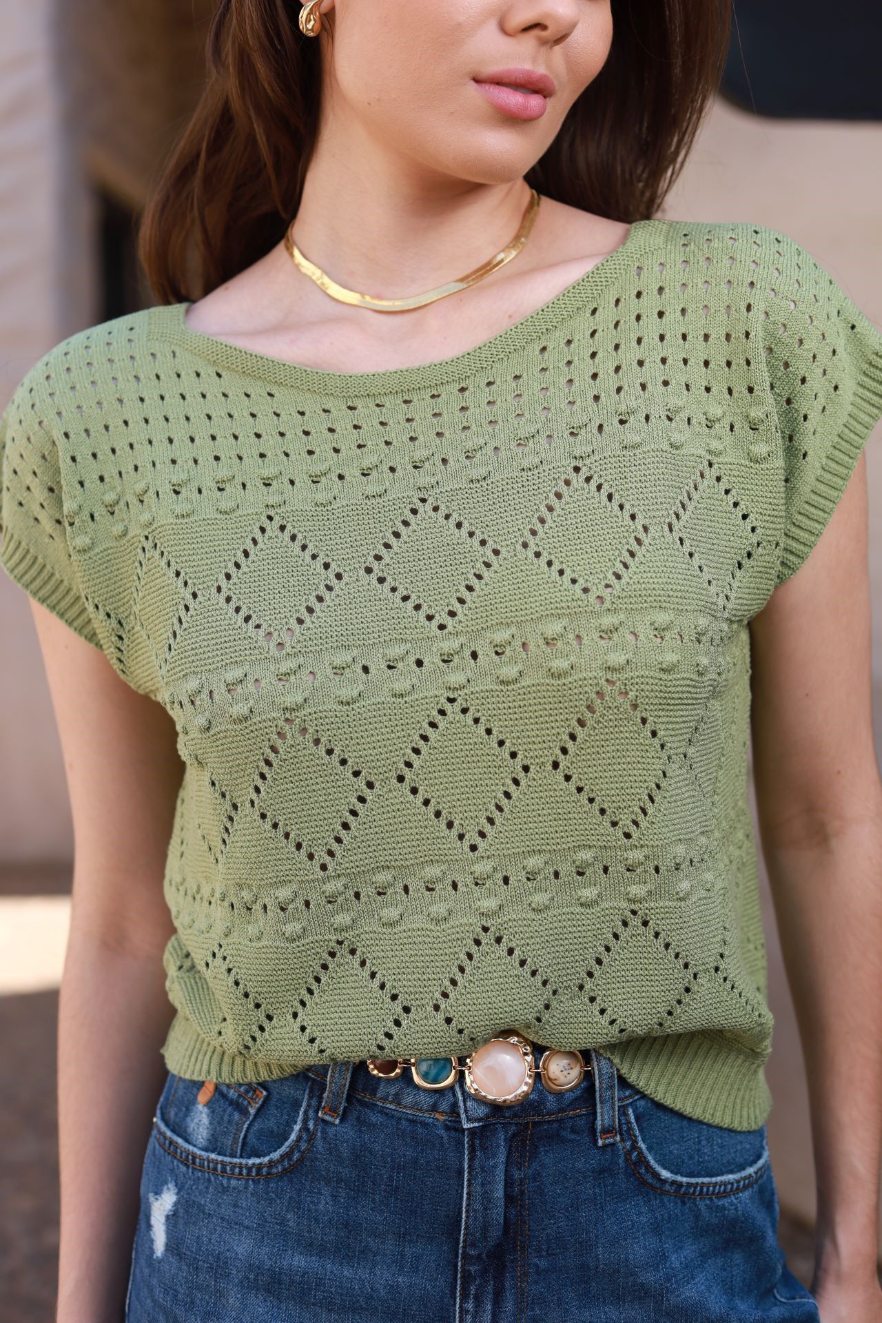 Blusa Tricot Ponto -Oliva