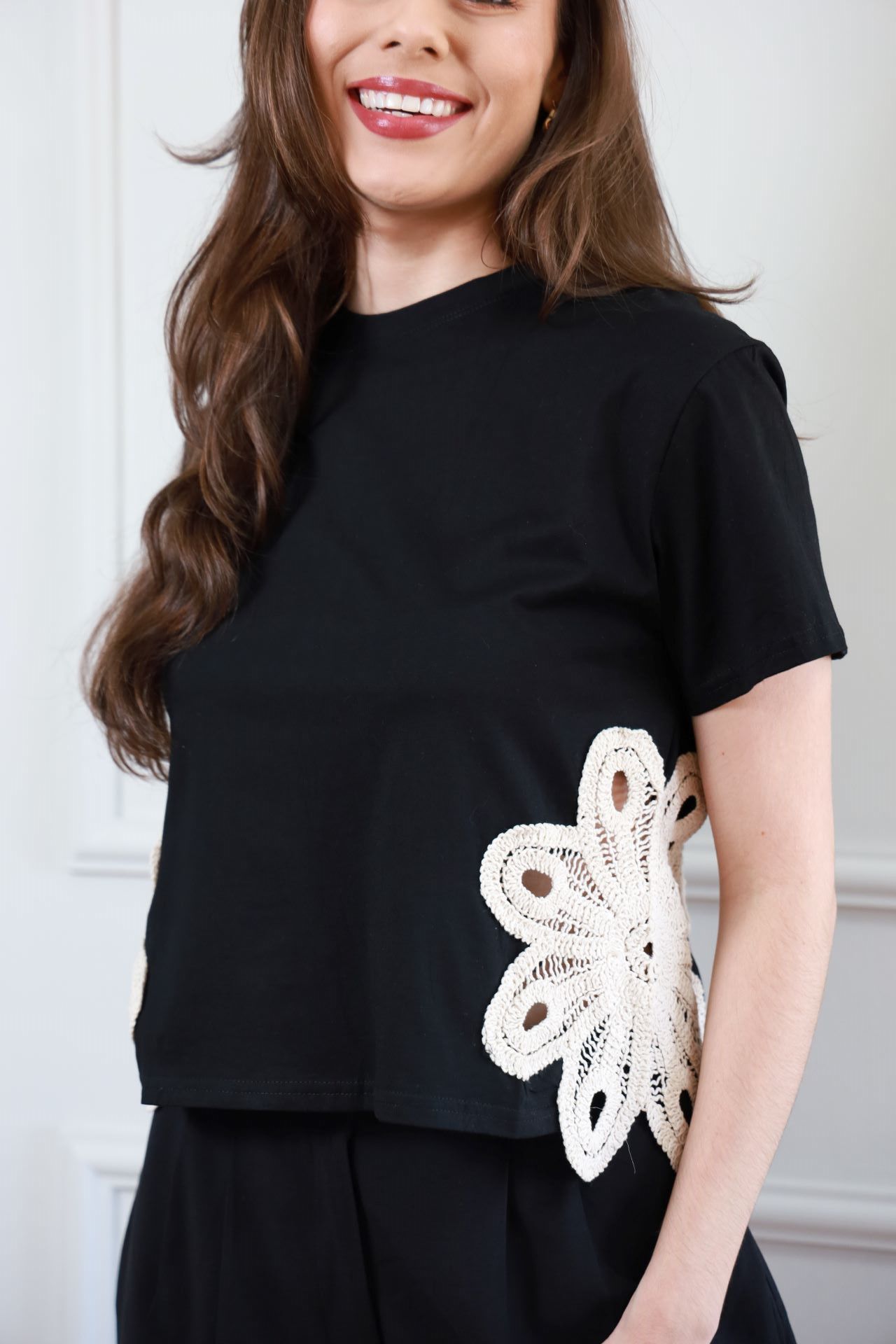 T Shirt renda - Preto