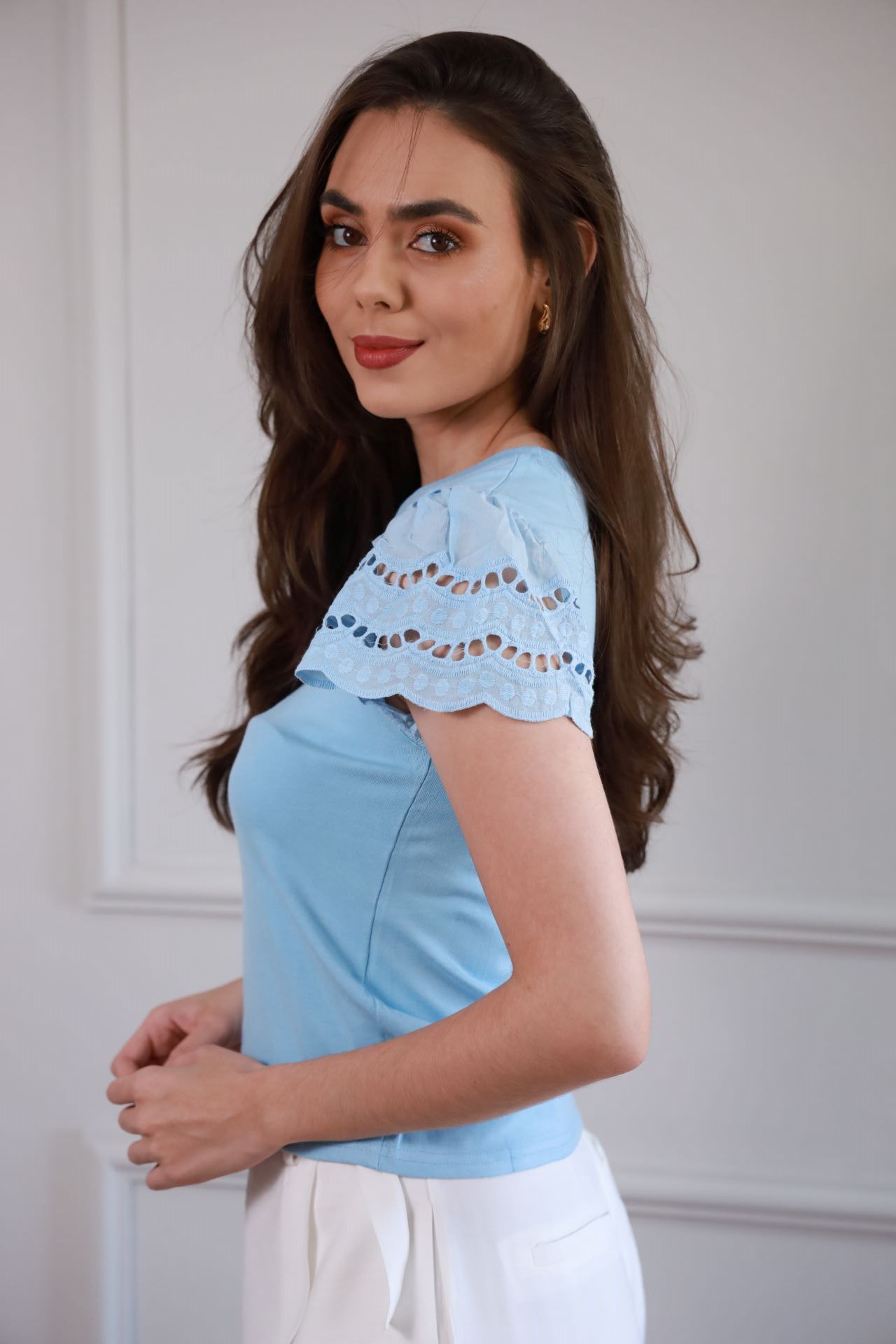Blusa Manga Laise - Azul