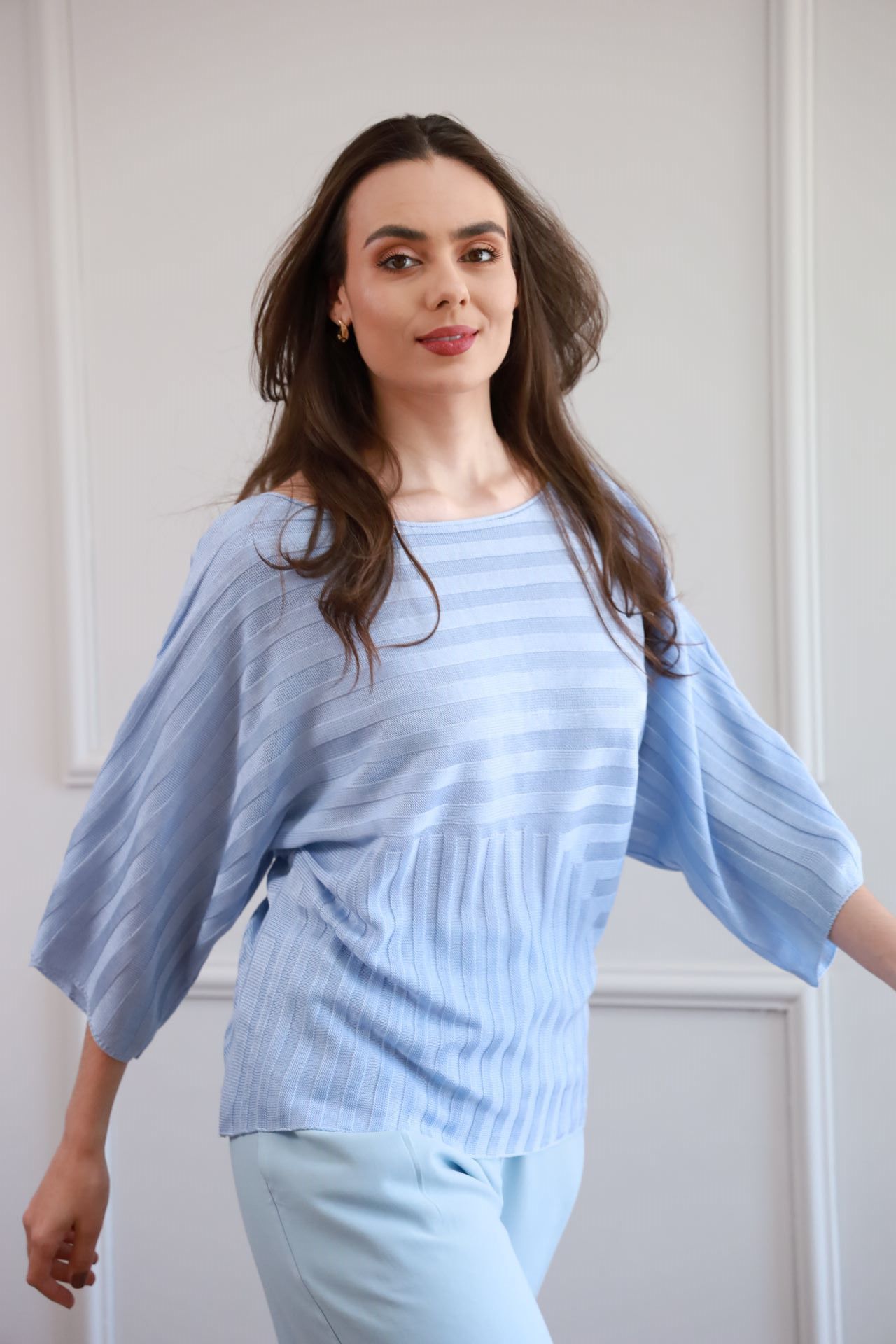 Blusa Tricot Ampla - Azul