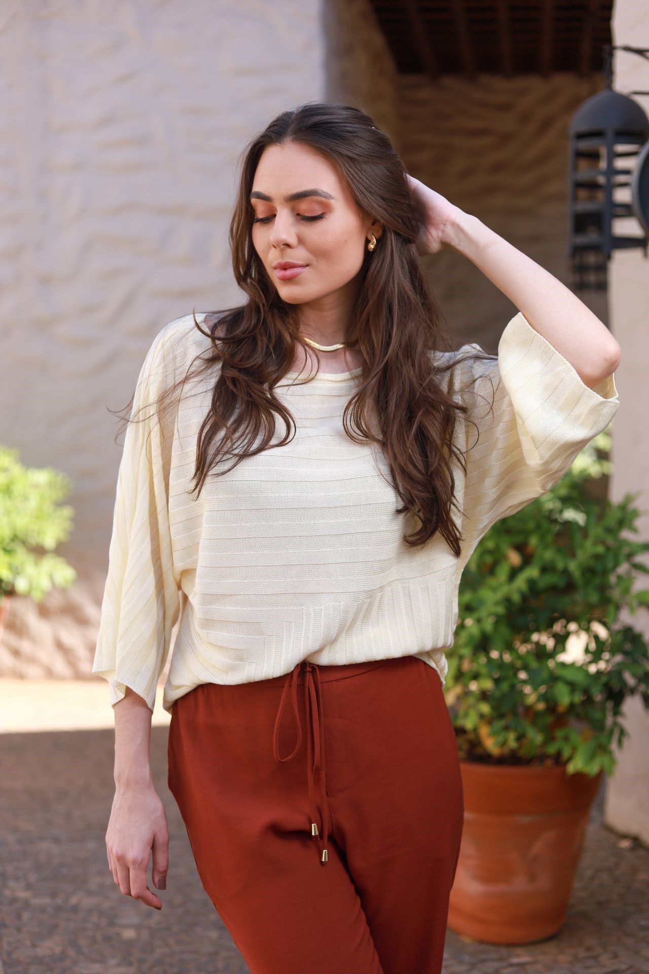 Blusa Tricot Ampla - Manteiga