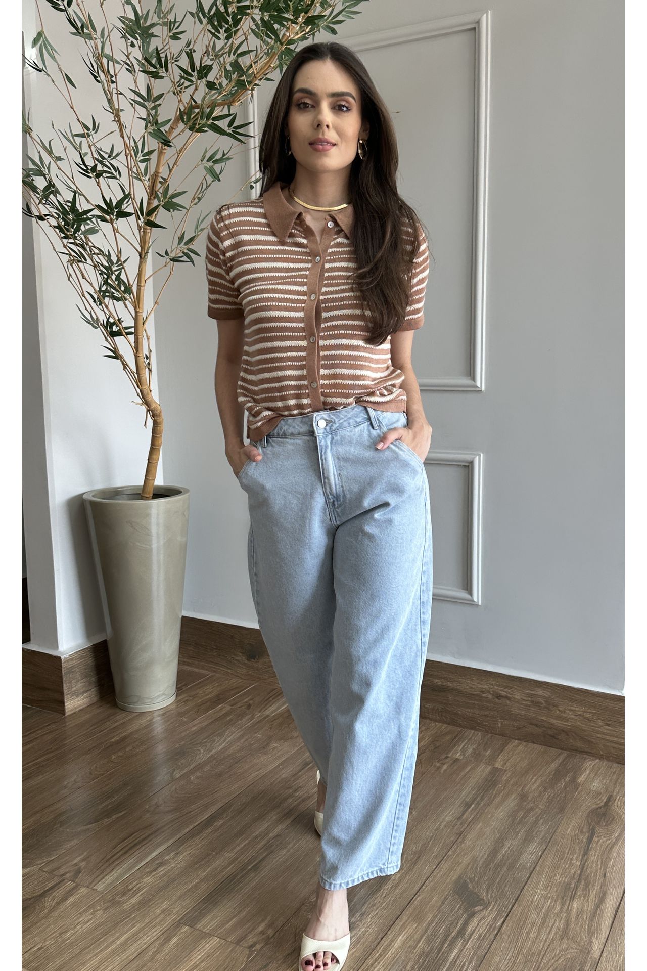 Blusa Polo Listras - Moucha Mousse