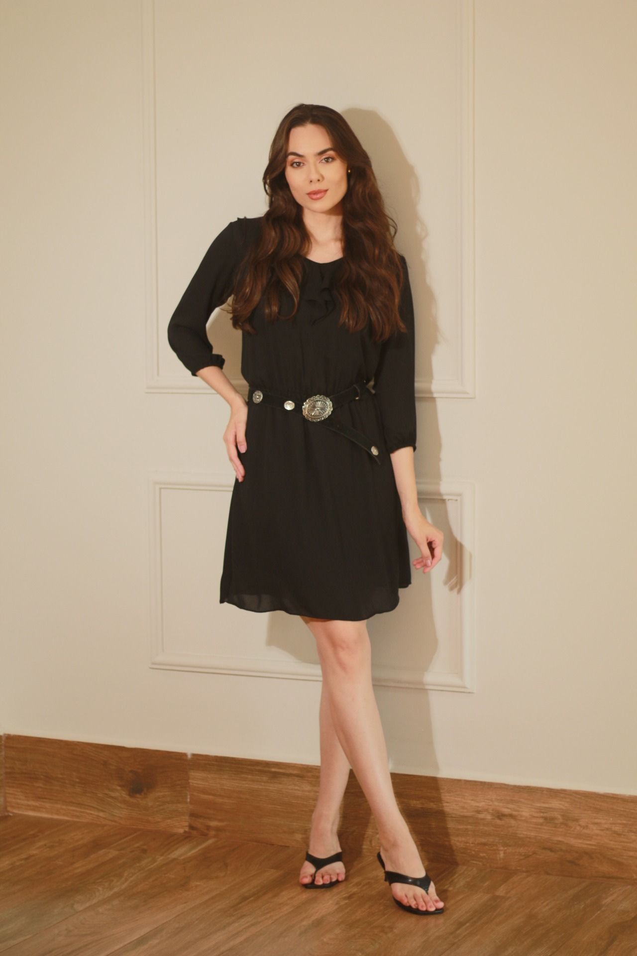 Vestido Babado Boho - Preto