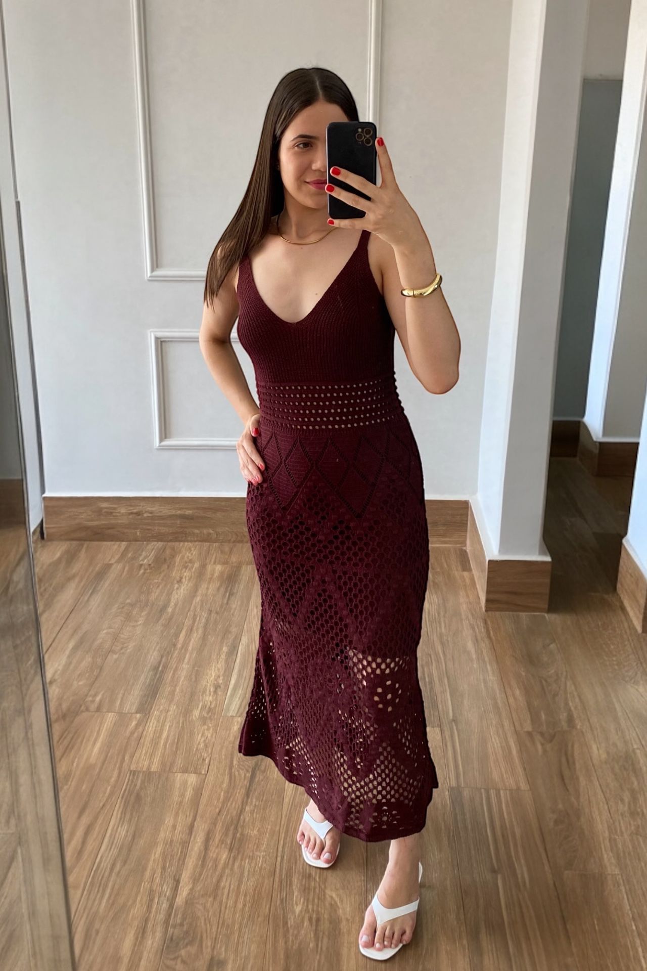 Vestido Tricot Ponto - Marsala