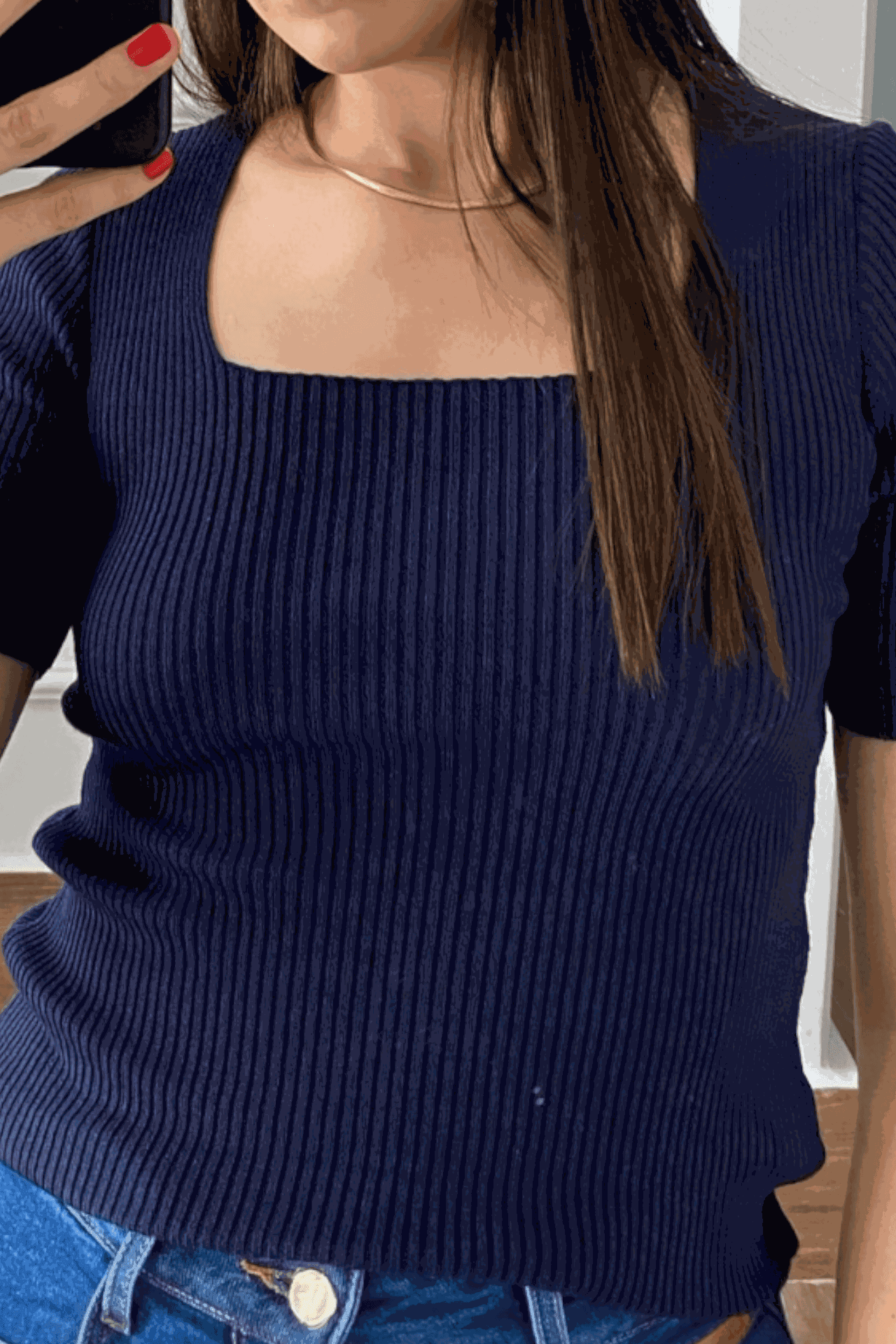 Blusa Decote - Marinho