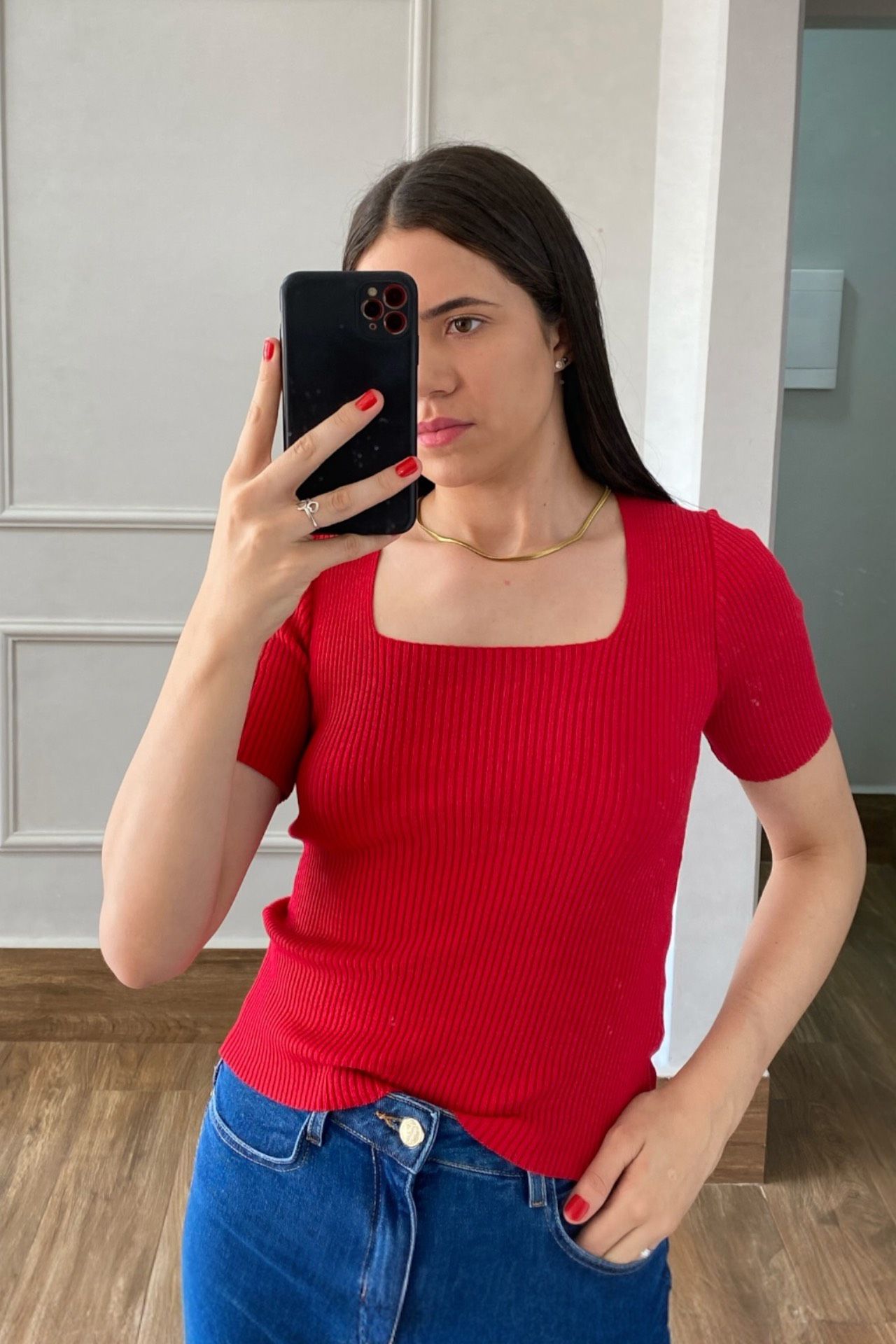 Blusa Decote - Vermelho