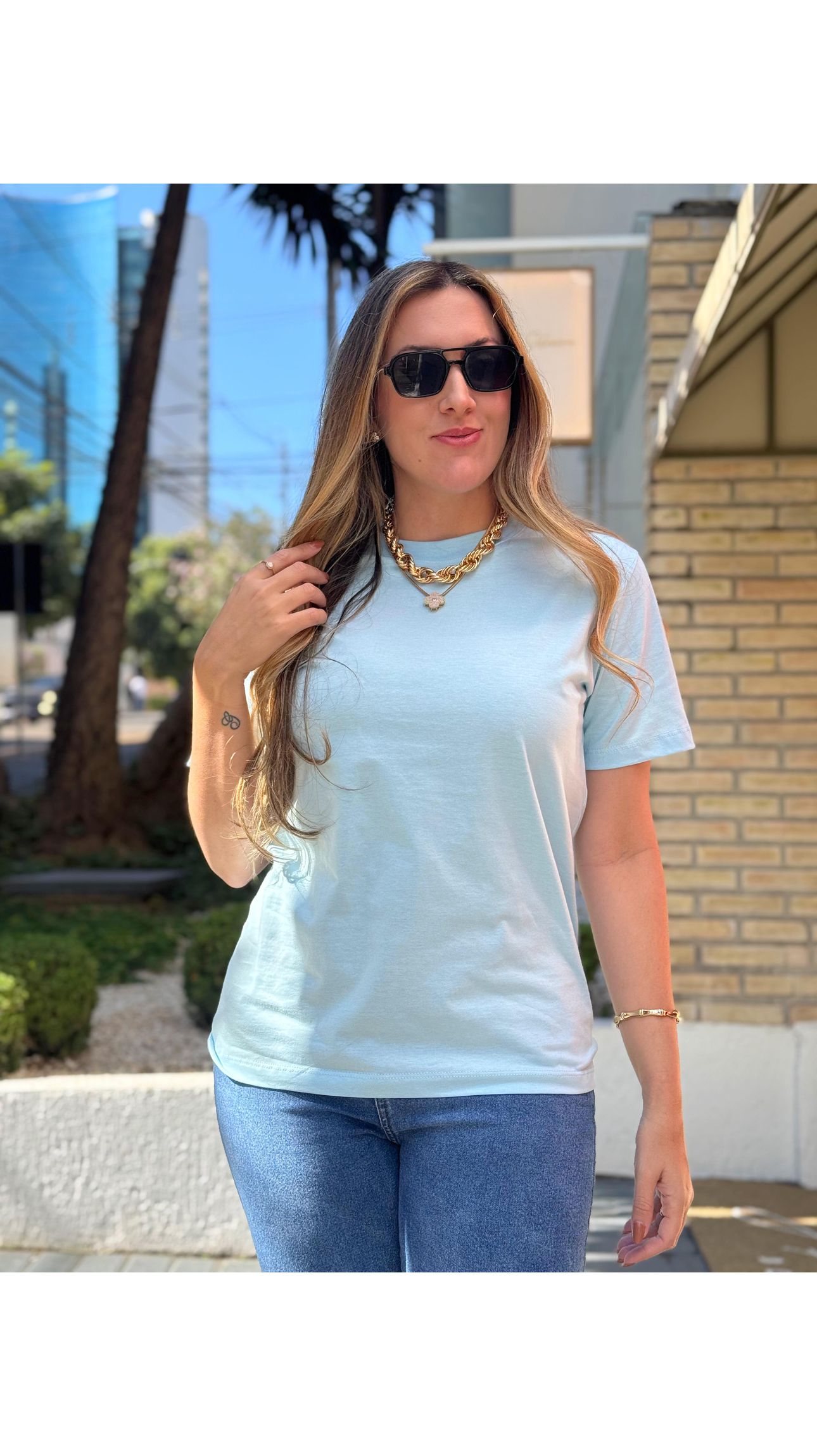 T-SHIRT LISA AZUL - Jaqueline Silveira Boutique