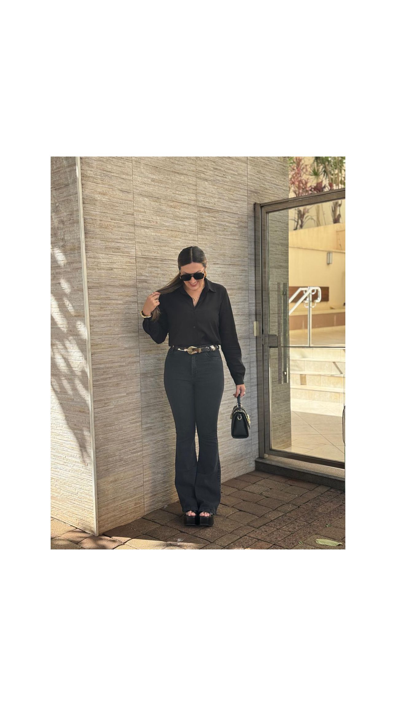 Calça Jeans Flare Pr... - Jaqueline Silveira Boutique