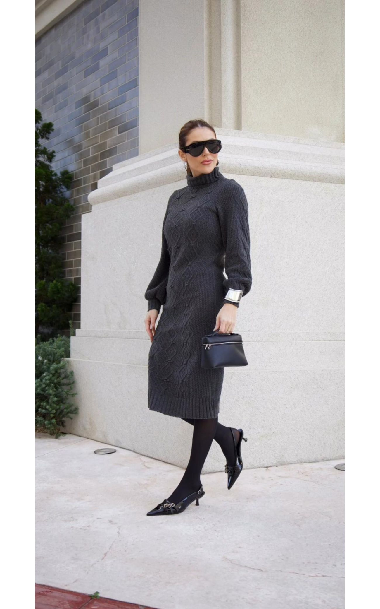 Vestido Tricot Dinamarca - Cinza Chumbo 