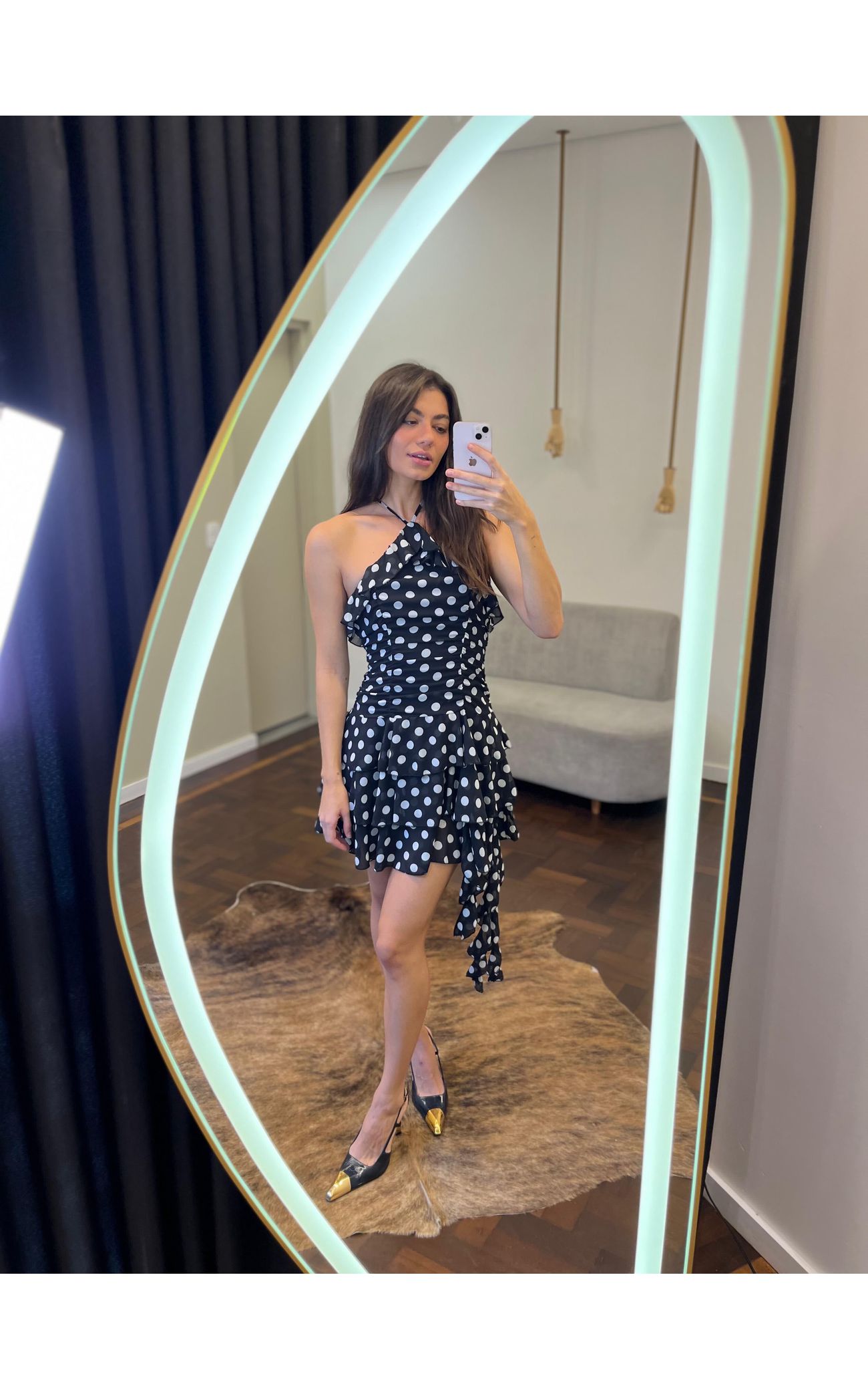 Vestido Poá Curto Patacho 