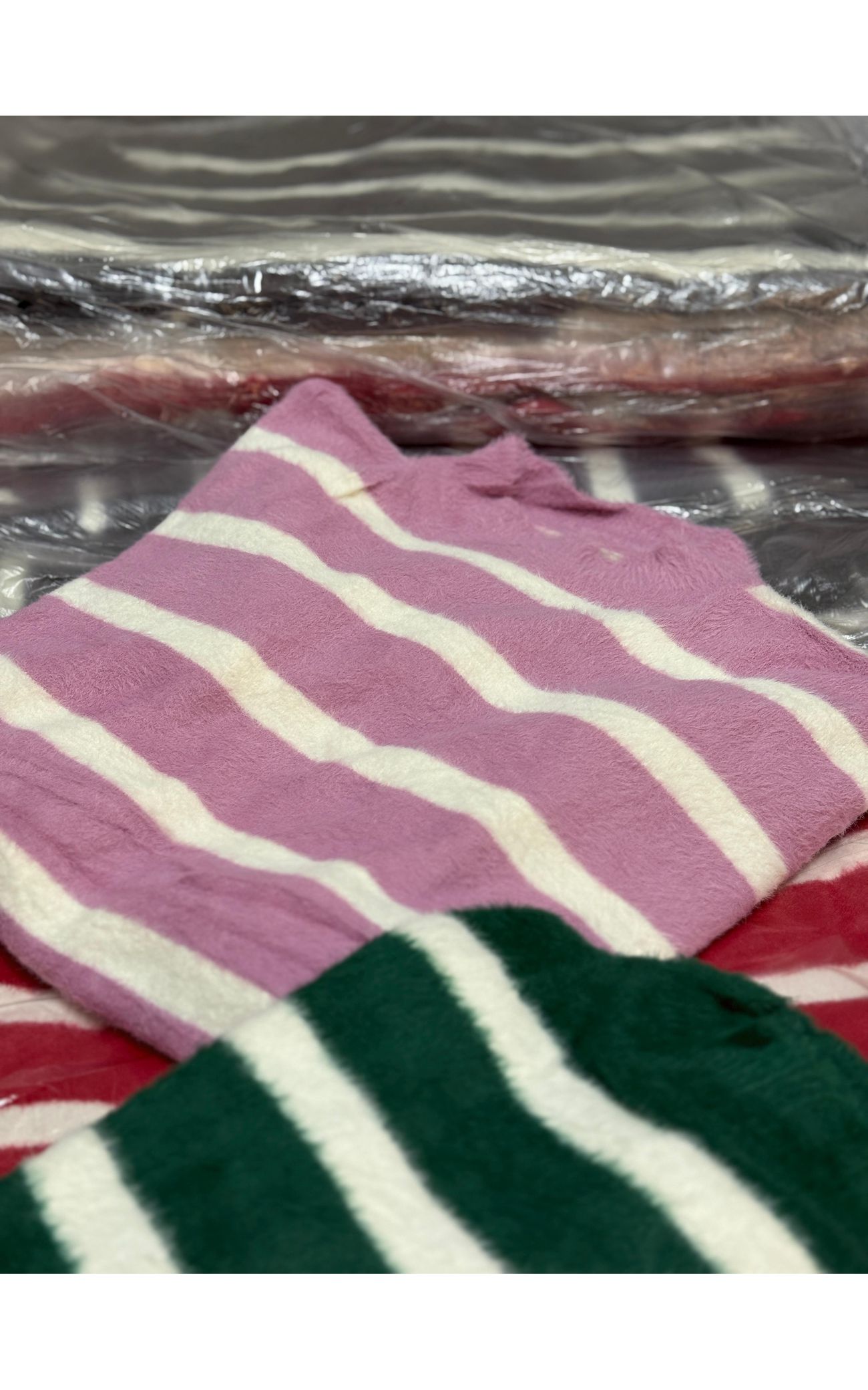Blusão Tricot Fio Angorá Listrado 