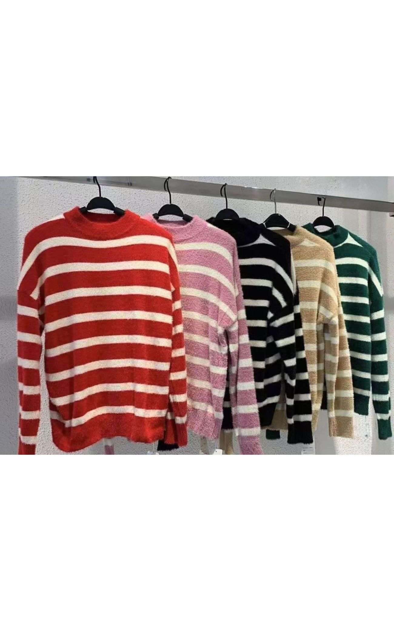 Blusão Tricot Fio Angorá Listrado 