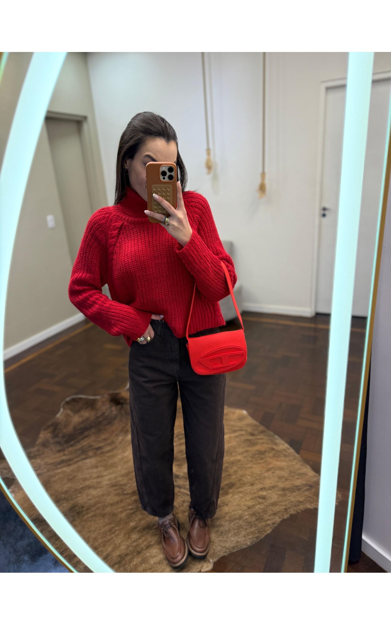 Blusa Tricot Grossa Felpudinha Gola Alta Manga Raglan