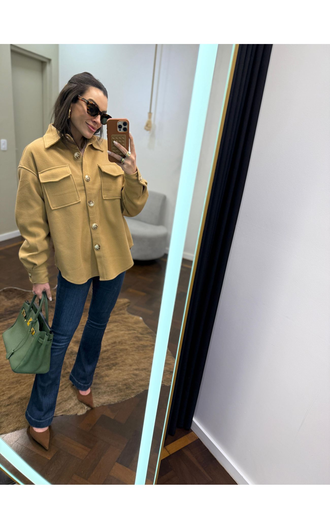 Maxi Camisa Lã Batida  - Camel 