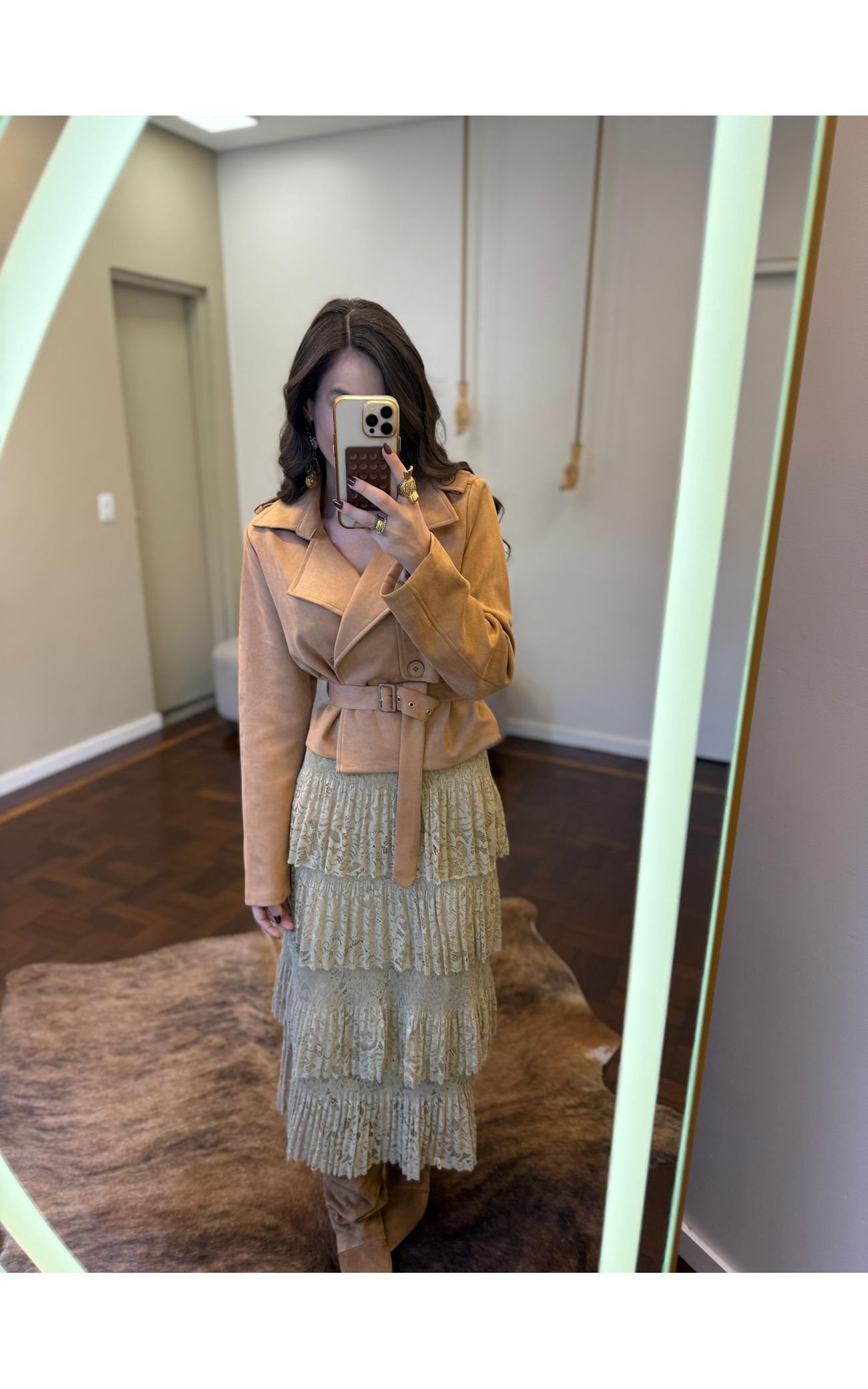 Trench Coat Curto Chamois - Caramelo 