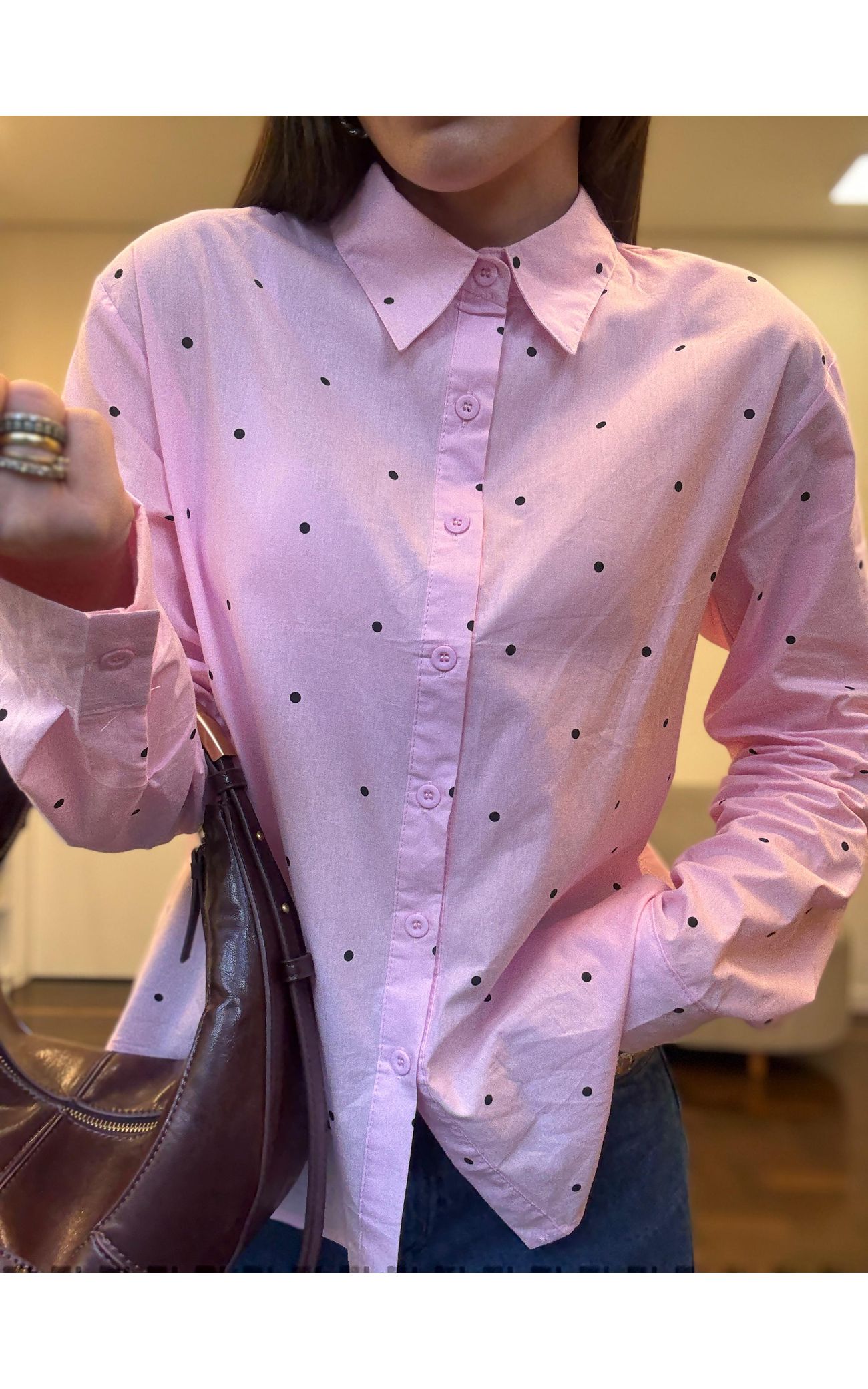 Camisa Poá - Preview Spring - Rosa
