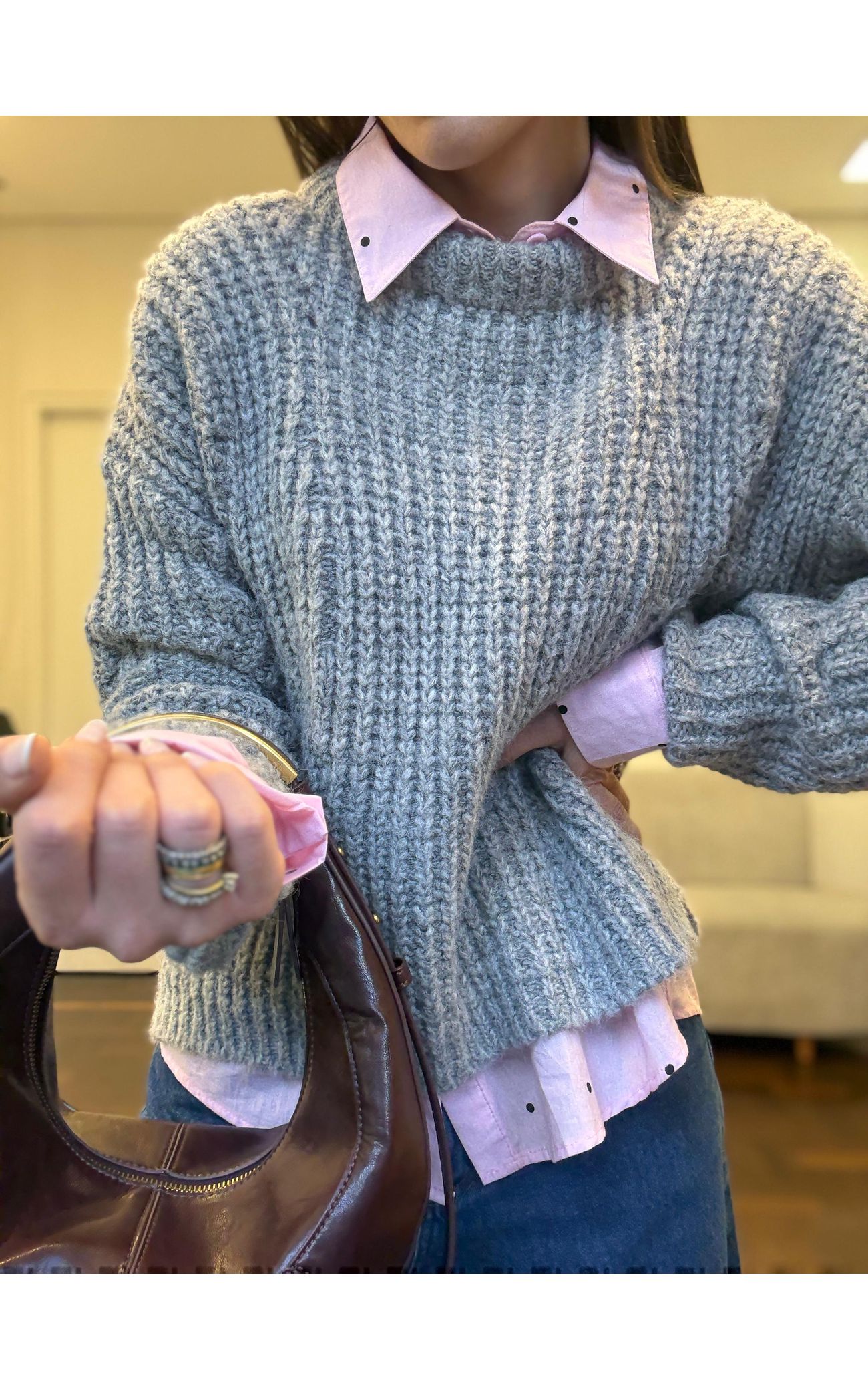 Blusa Tricot Noruega - Cinza Claro