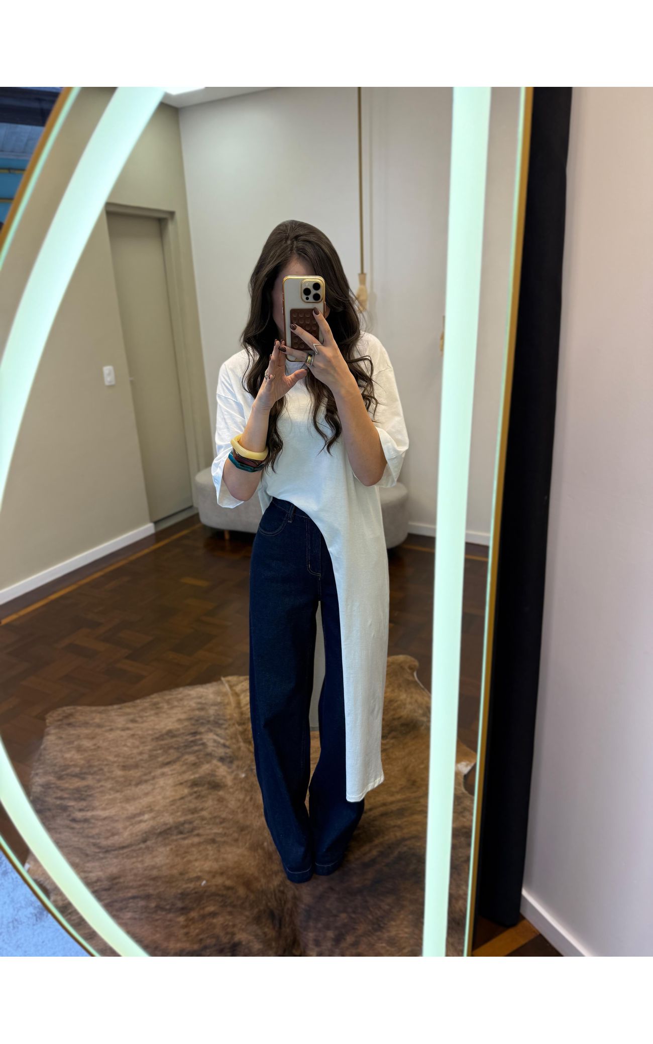 T-shirt Longa Mullet Lateral - Off White 