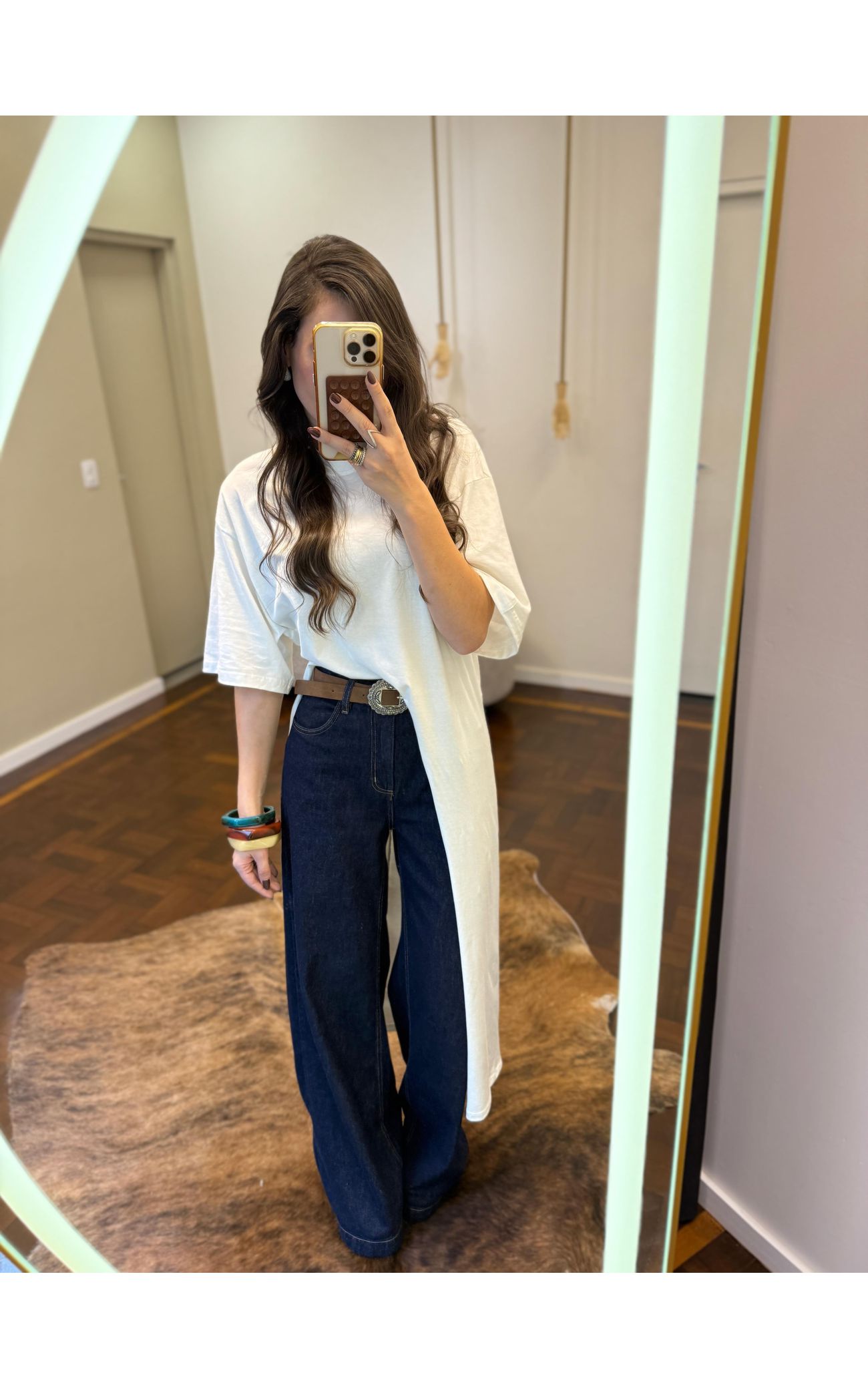T-shirt Longa Mullet Lateral - Off White 