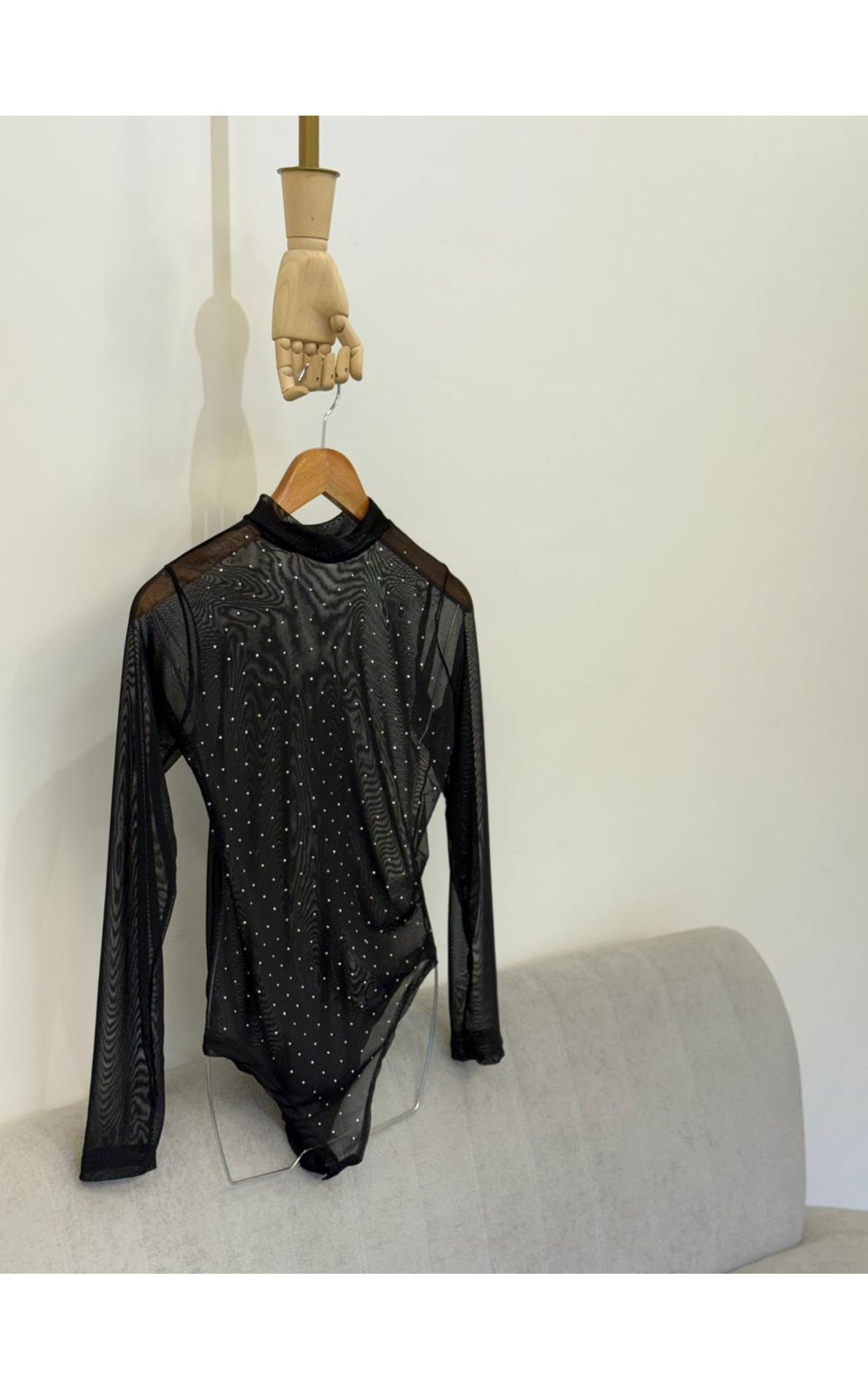 Body Tule Preto Aplicação 