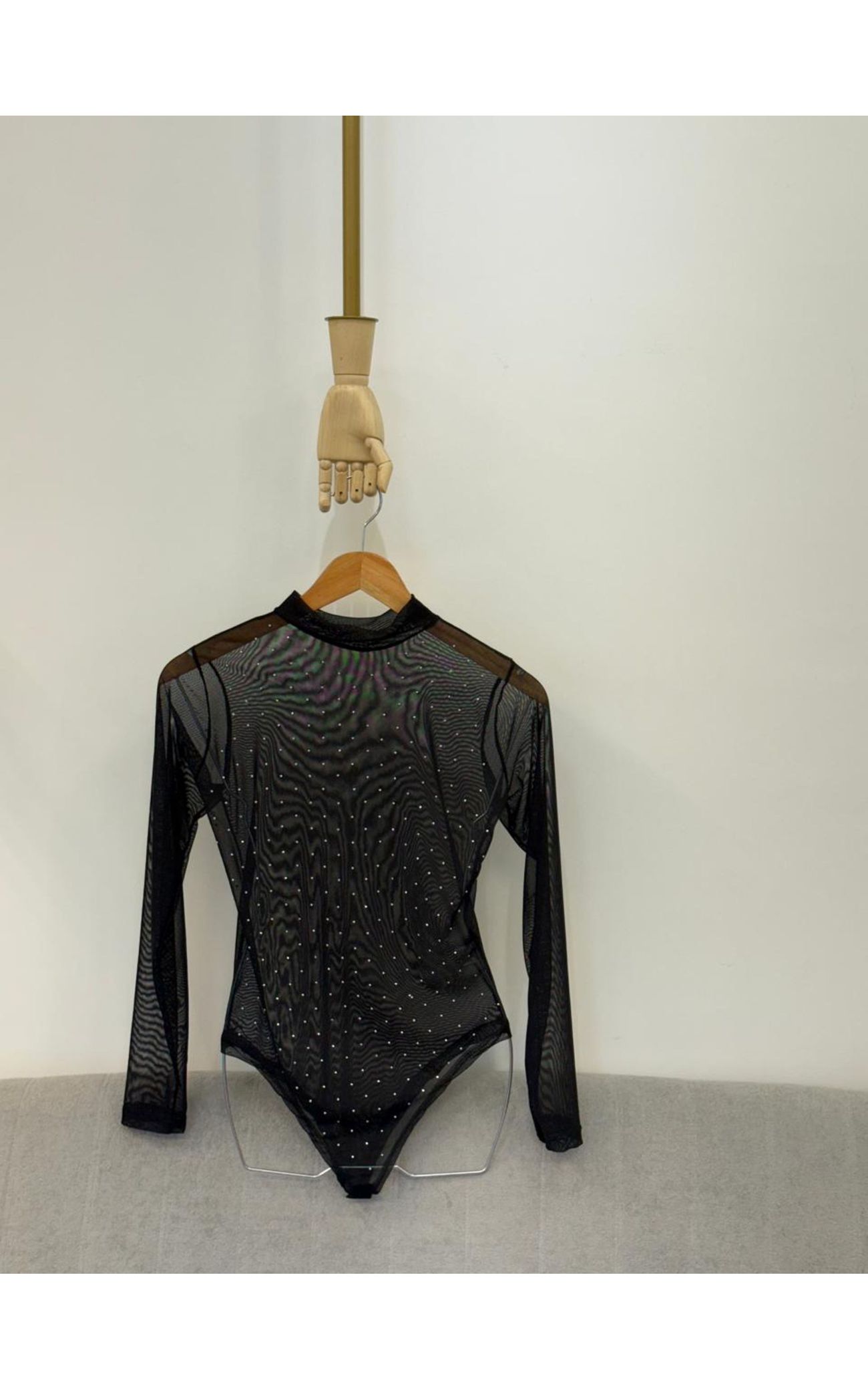 Body Tule Preto Aplicação 