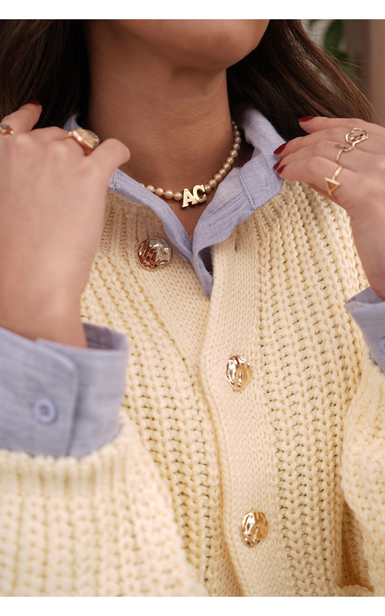 Cardigã Tricot Botões Orgânicos - Amarelo Manteiga