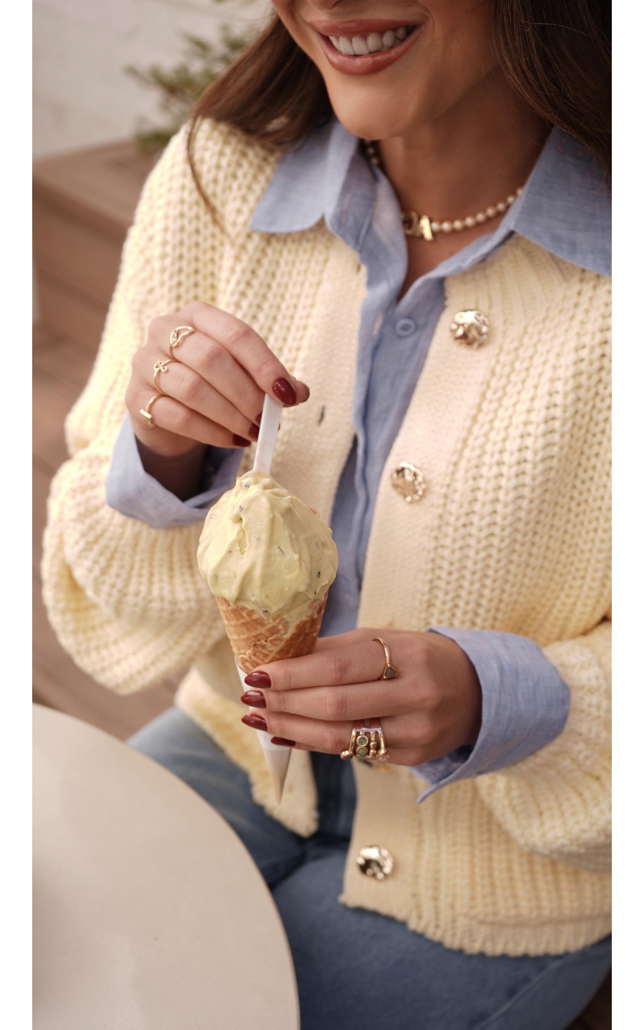 Cardigã Tricot Botões Orgânicos - Amarelo Manteiga