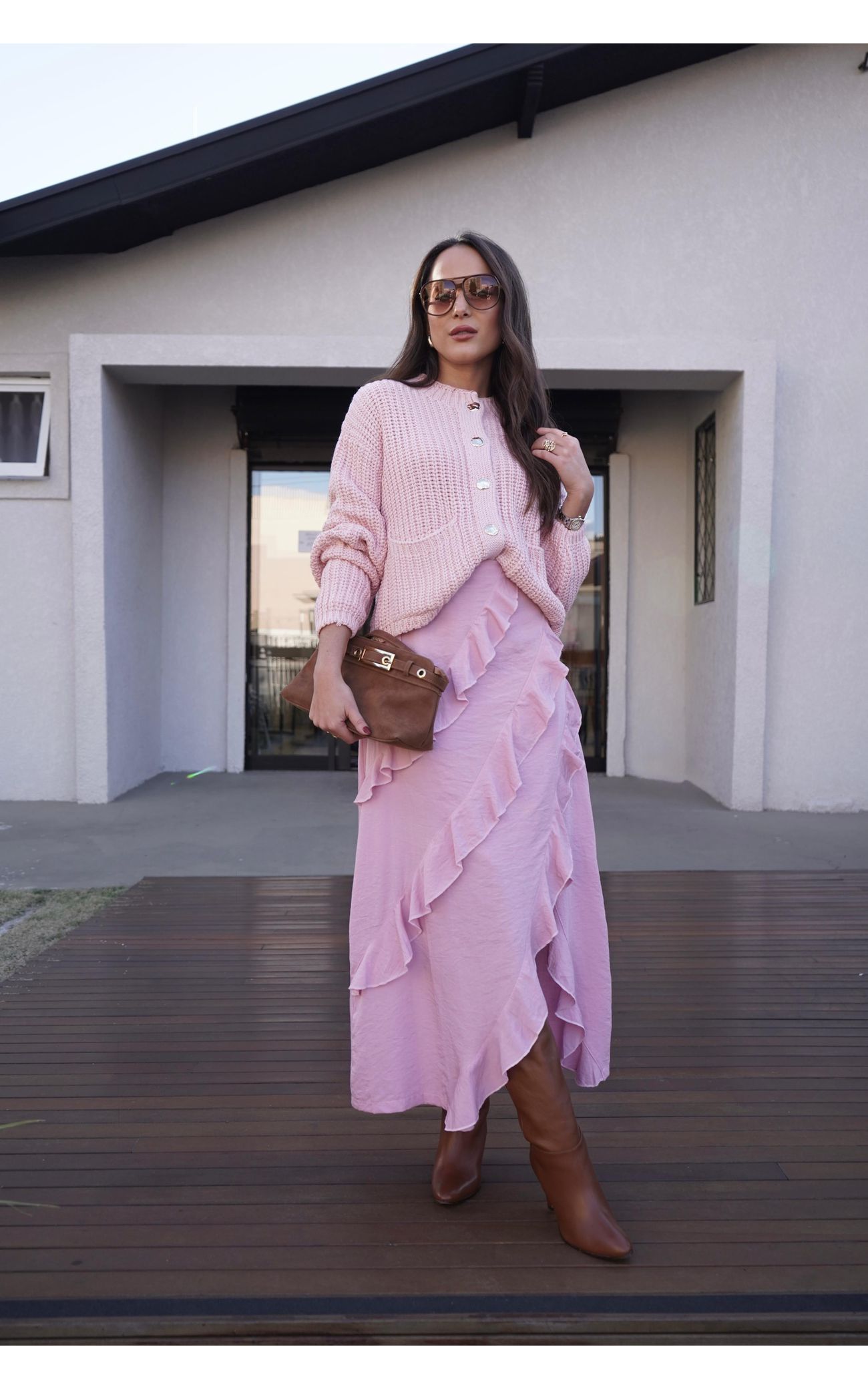 Cardigã Tricot Botões Orgânicos - Rosa Bebê 